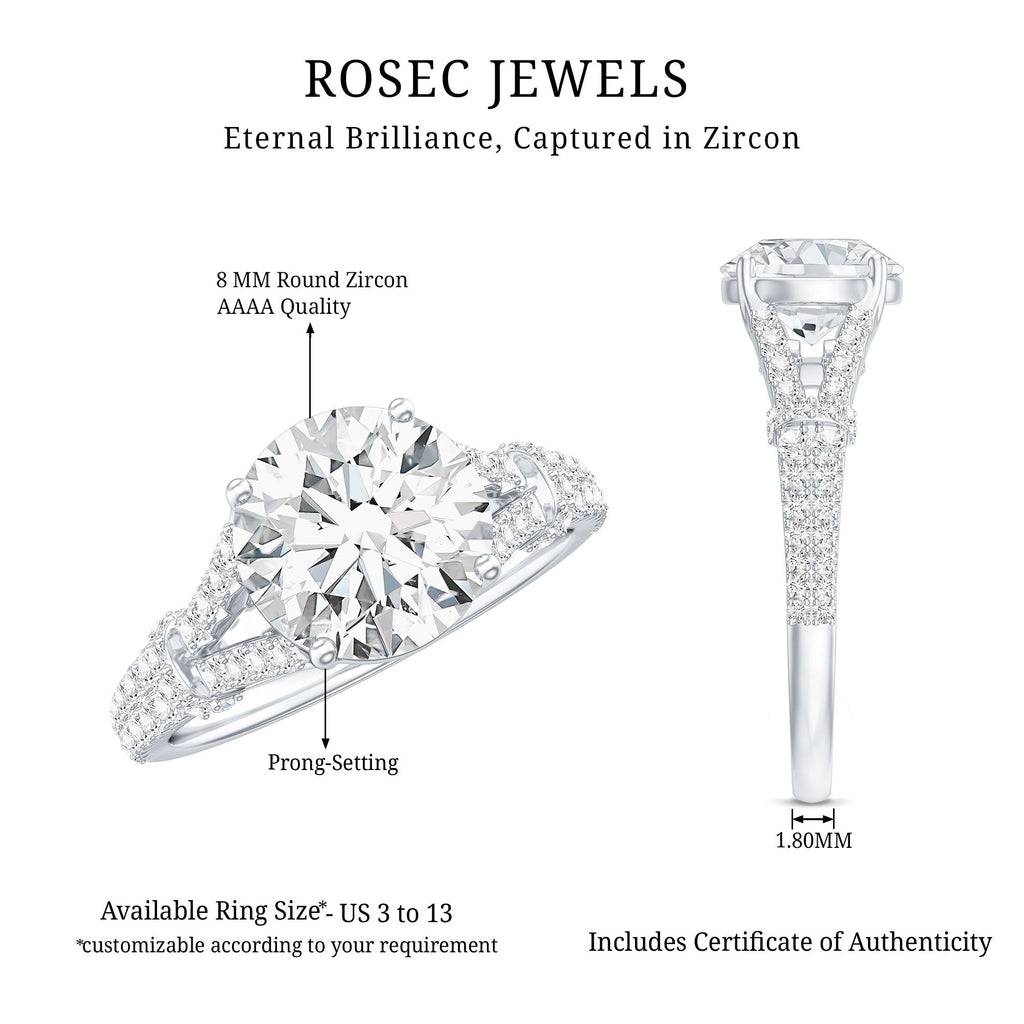 3 CT Simulated Diamond Solitaire Engagement Ring with Split Shank
