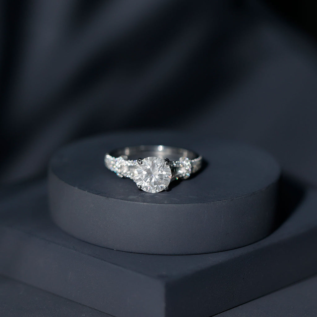 3 CT Simulated Diamond Solitaire Engagement Ring with Split Shank