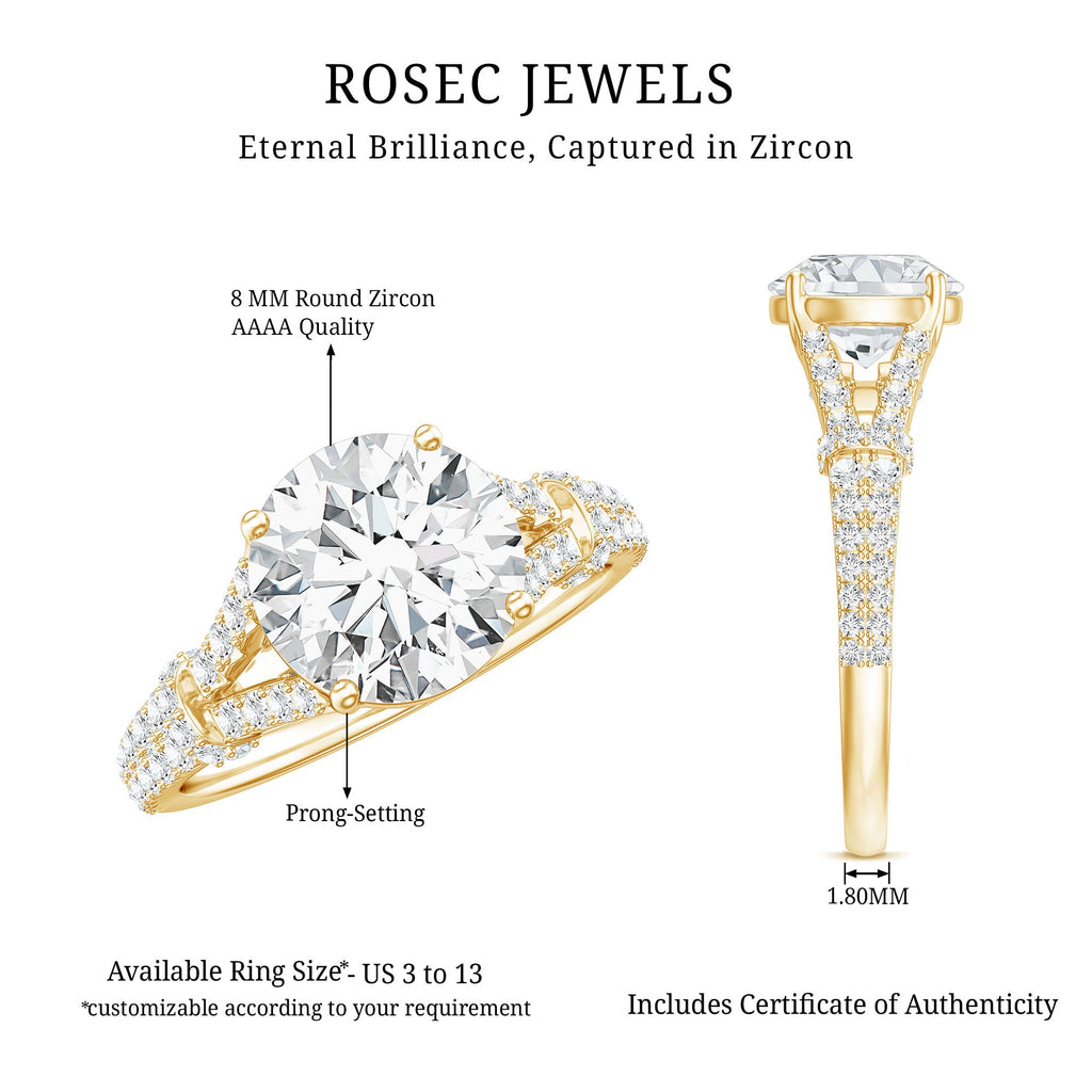 3 CT Simulated Diamond Solitaire Engagement Ring with Split Shank