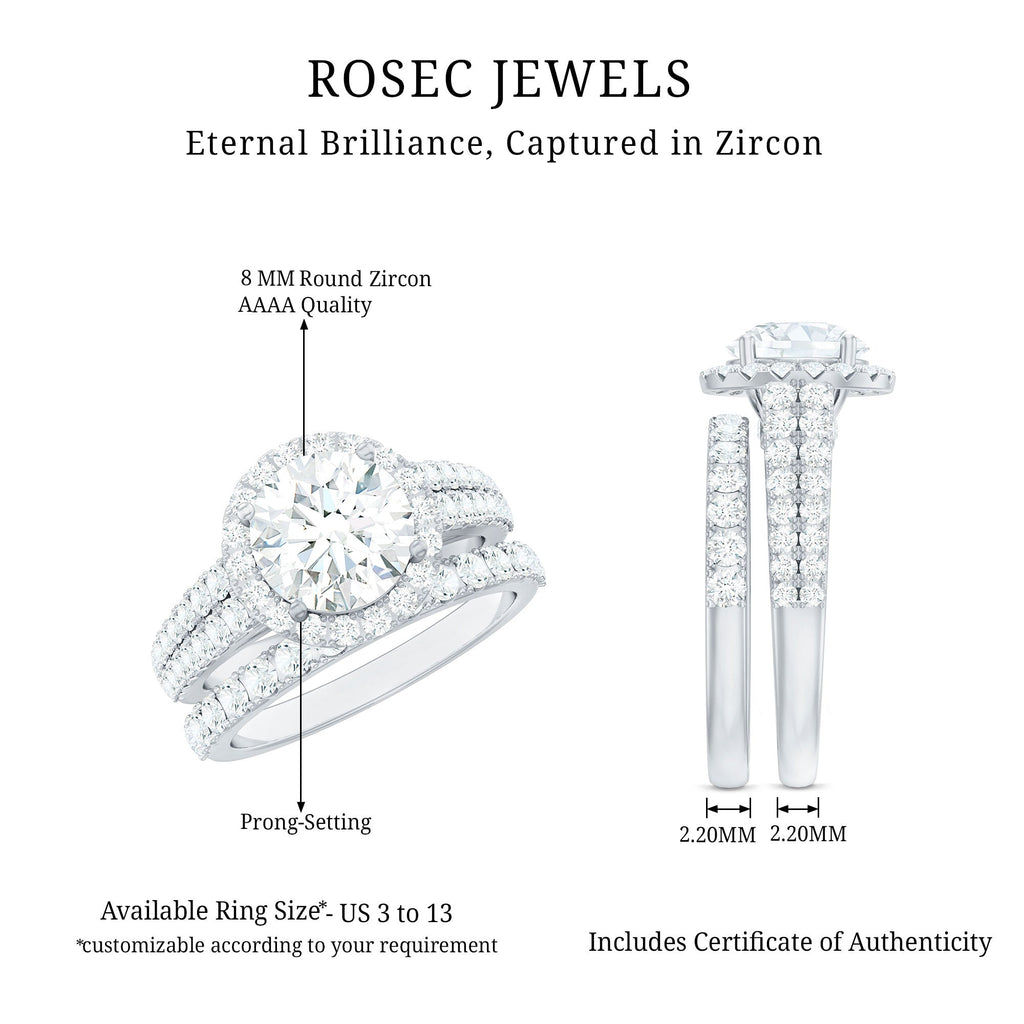 Round 2 Carat Cubic Zirconia Engagement Ring with Stackable Band