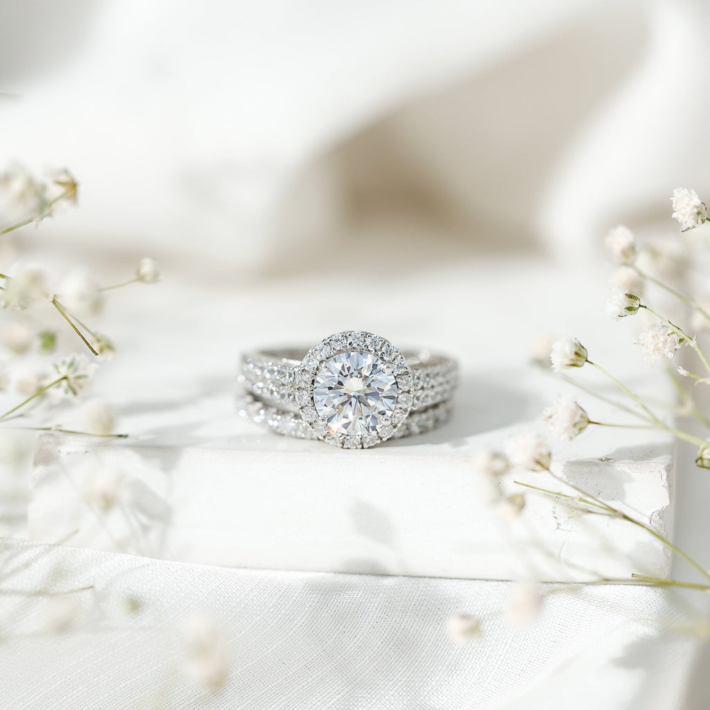 Round 2 Carat Cubic Zirconia Engagement Ring with Stackable Band