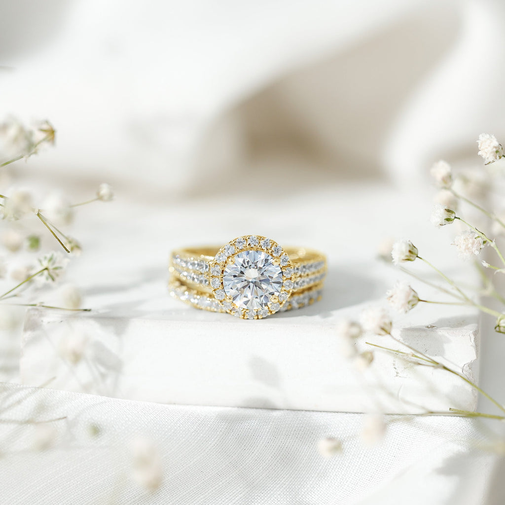Round 2 Carat Cubic Zirconia Engagement Ring with Stackable Band