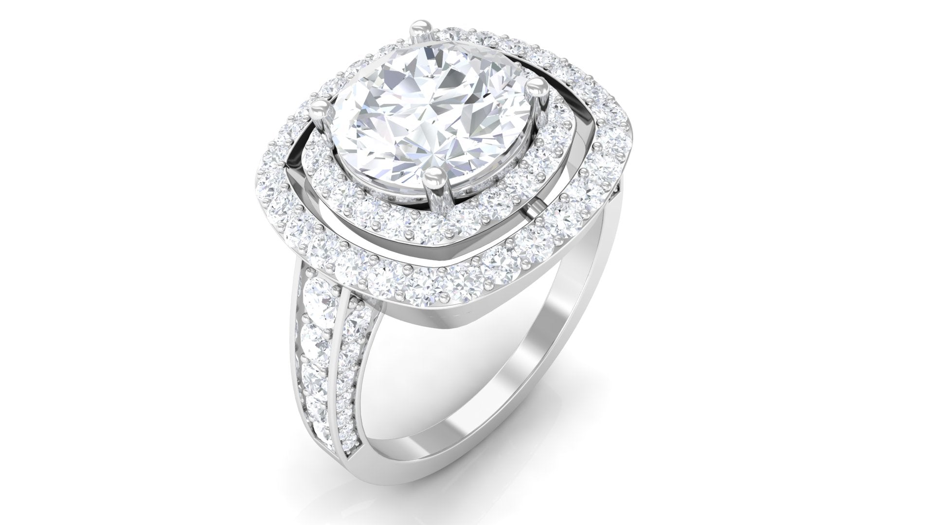 Cubic Zirconia Double Halo Engagement Ring