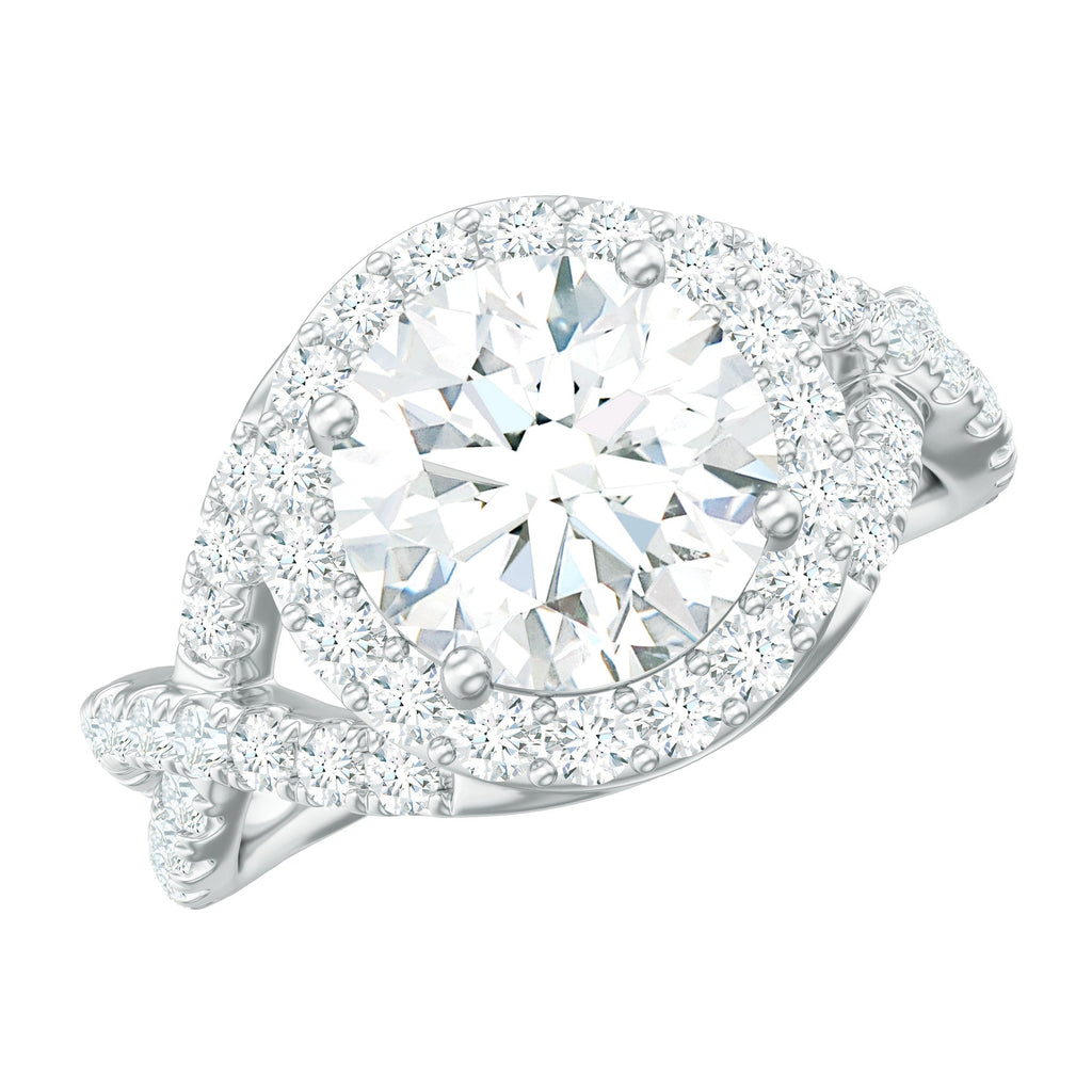 2 Carat Round Shape Zircon Crossover Engagement Ring