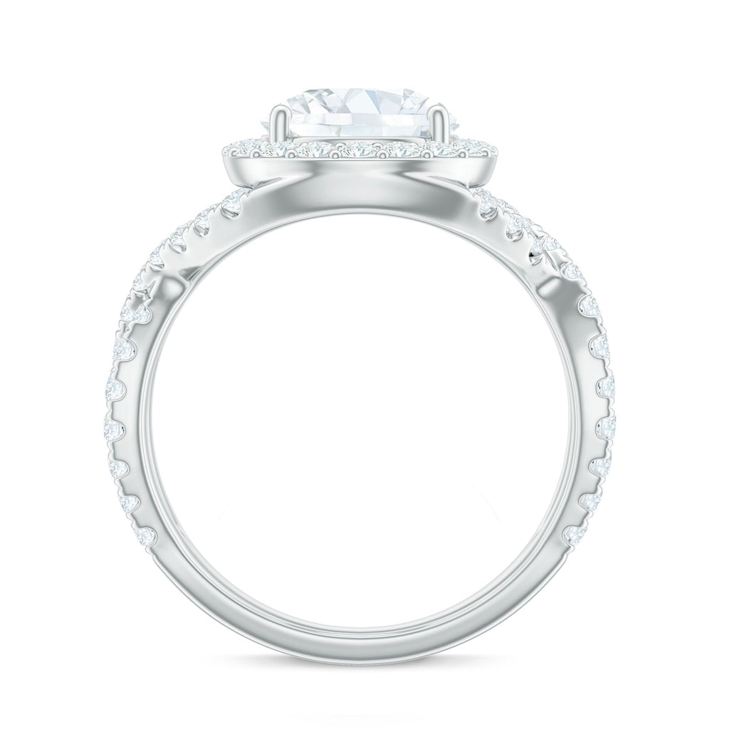 2 Carat Round Shape Zircon Crossover Engagement Ring