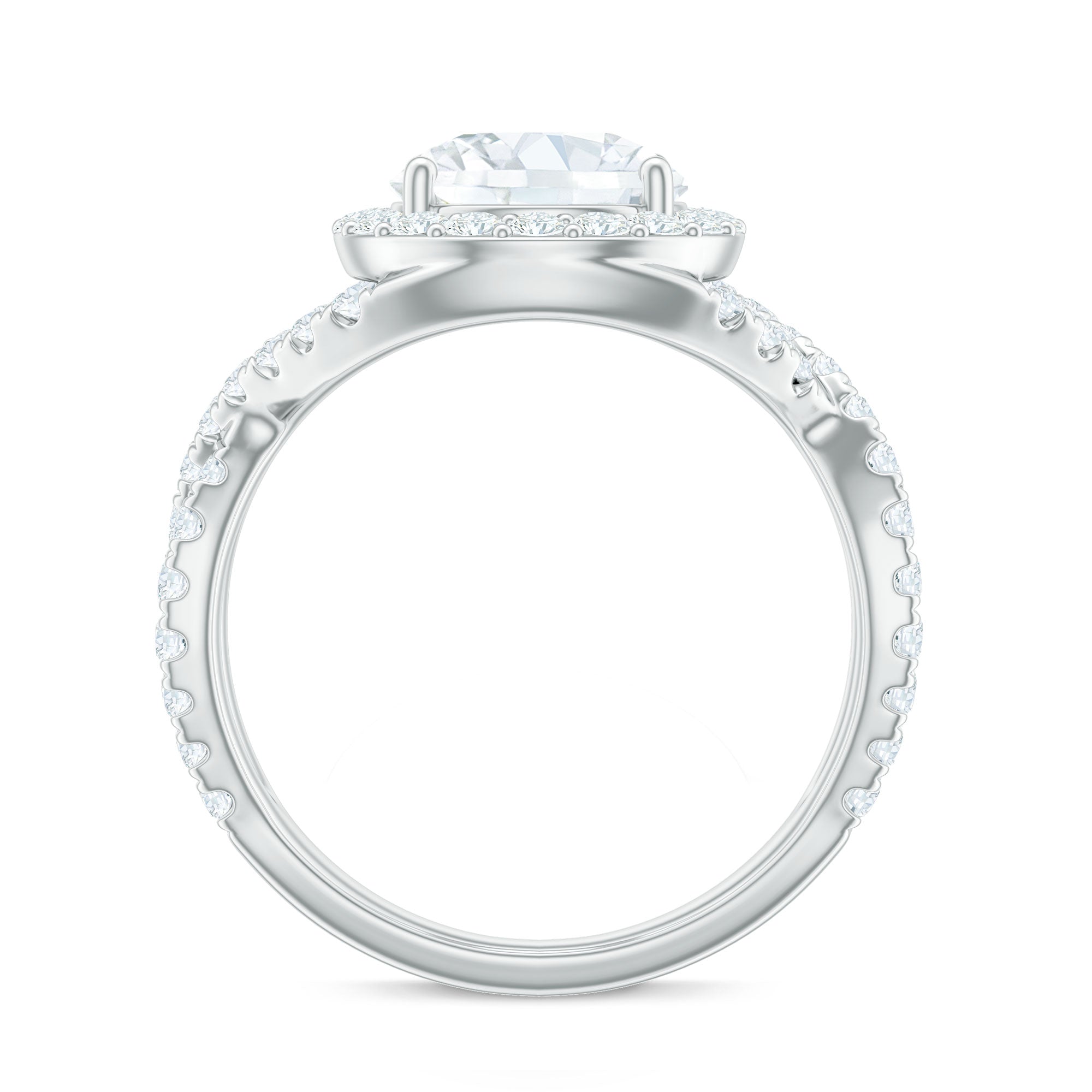 2 Carat Round Shape Zircon Crossover Engagement Ring
