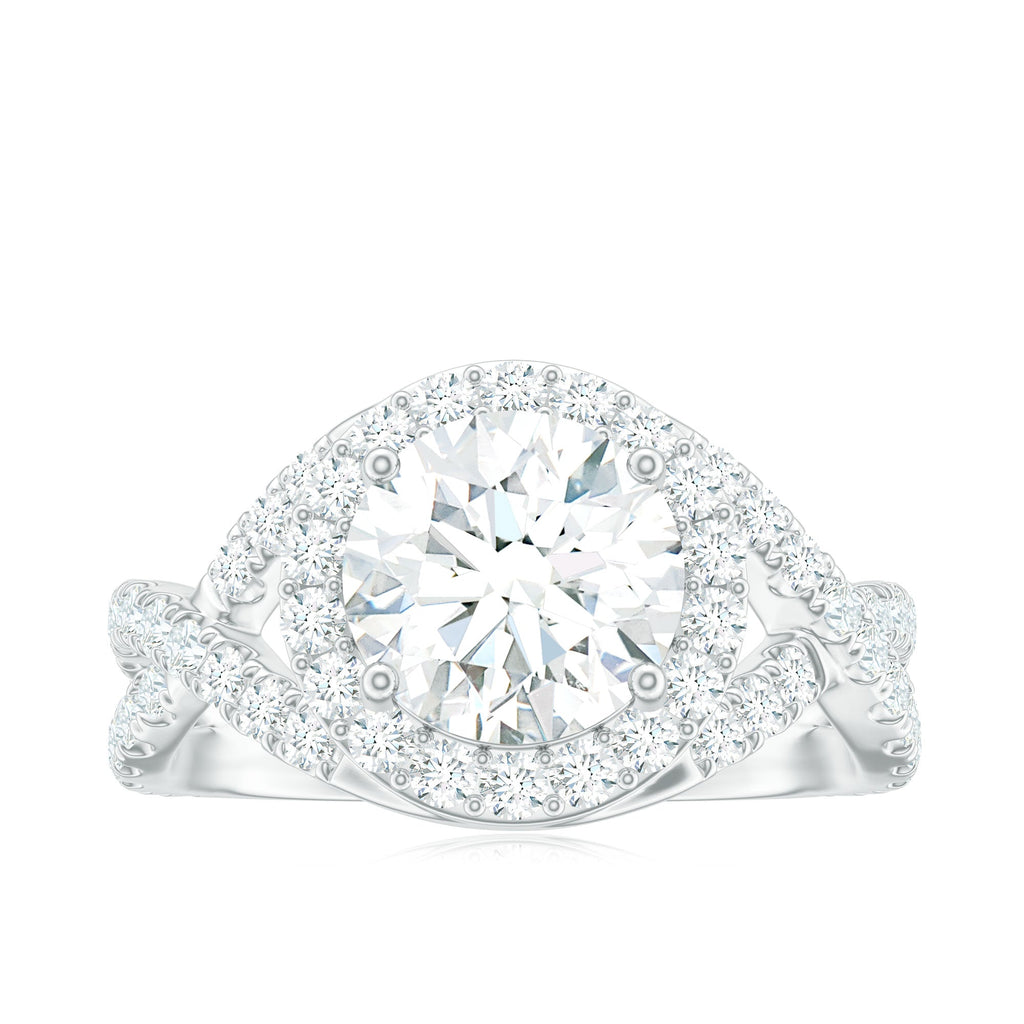 2 Carat Round Shape Zircon Crossover Engagement Ring