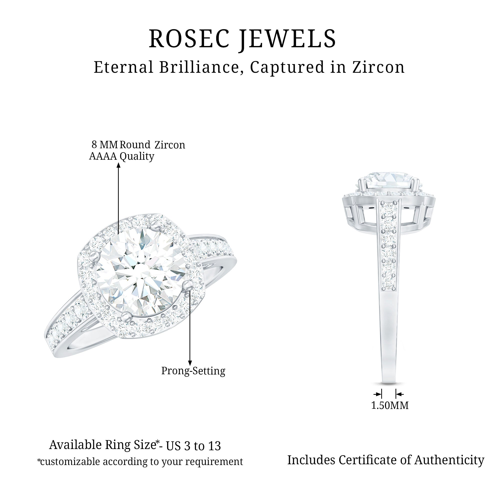 Cubic Zirconia Vintage Inspired Engagement Ring