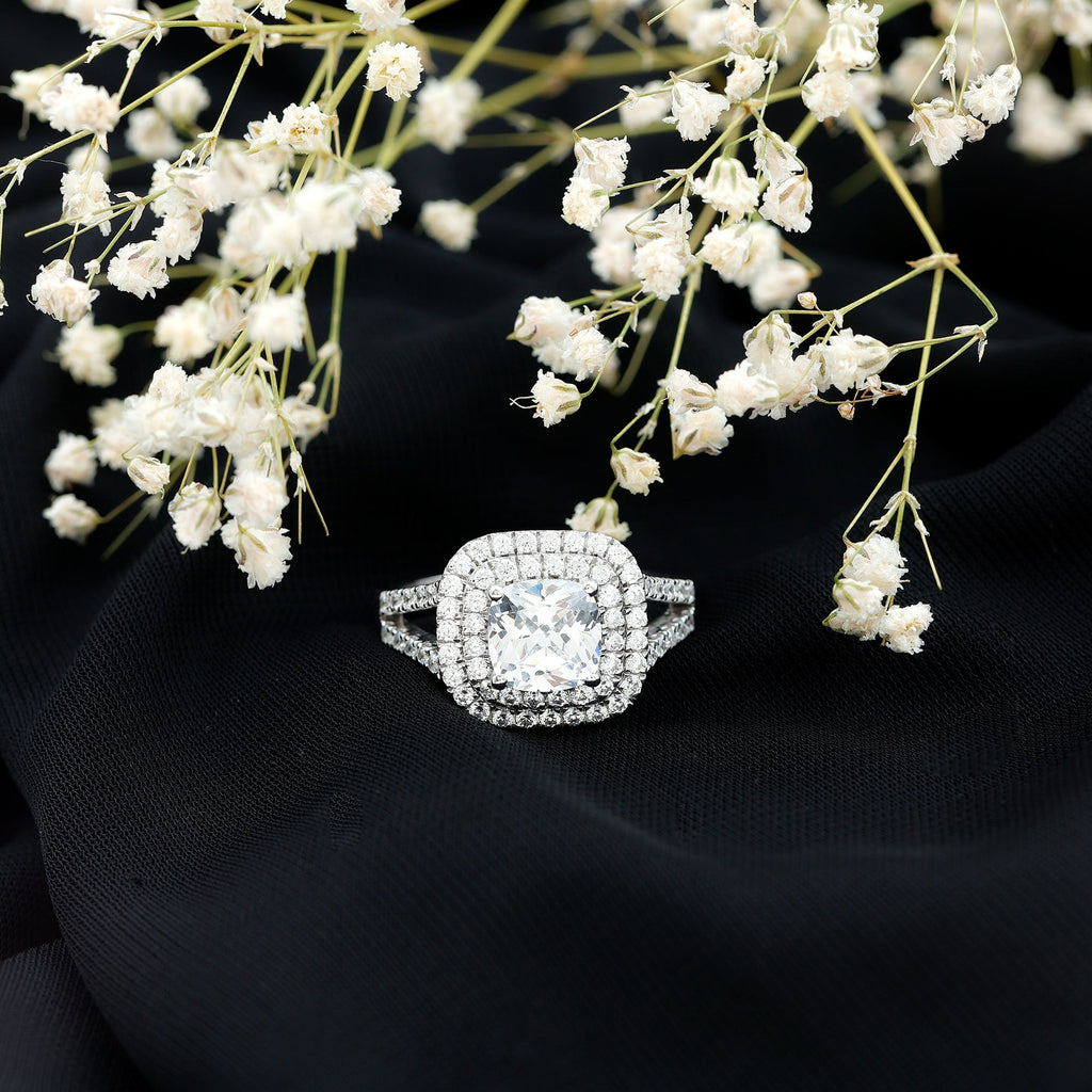 Certified 3 Carat Cubic Zirconia Double Vintage Inspired Engagement Ring