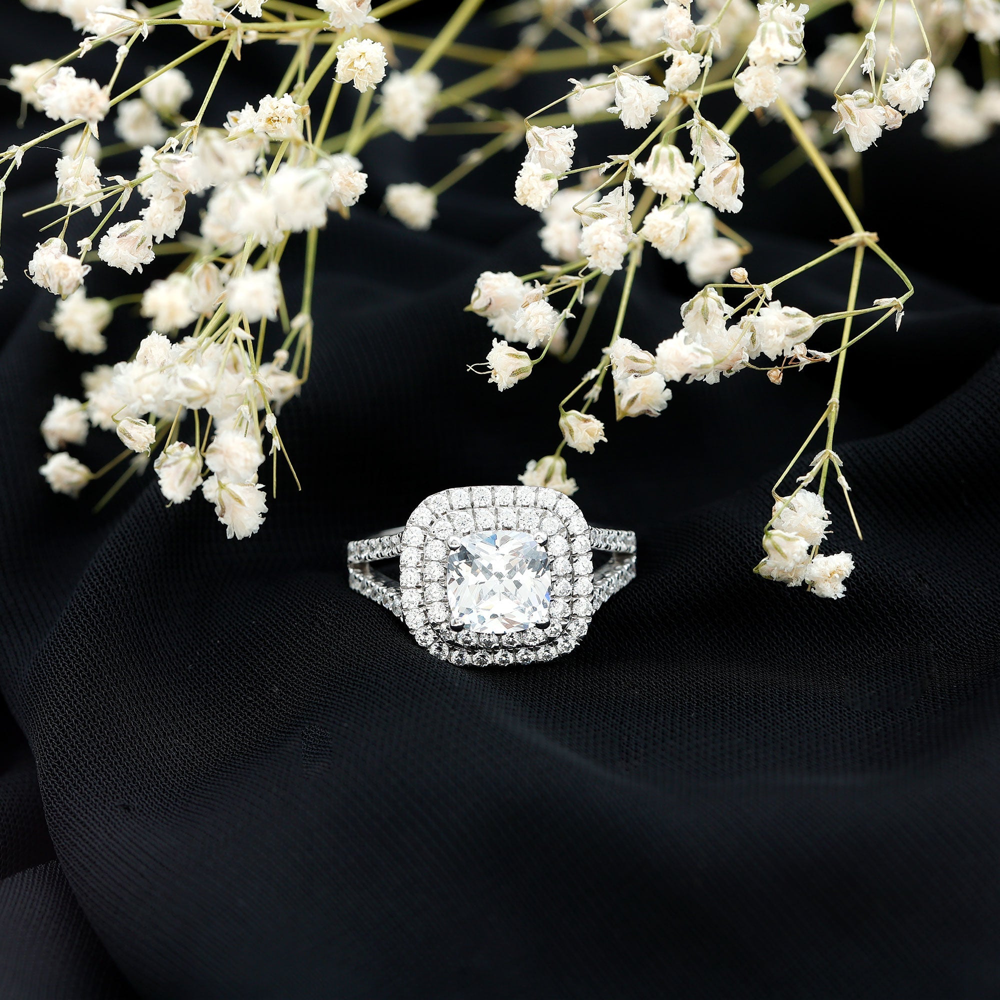 Certified 3 Carat Cubic Zirconia Double Vintage Inspired Engagement Ring