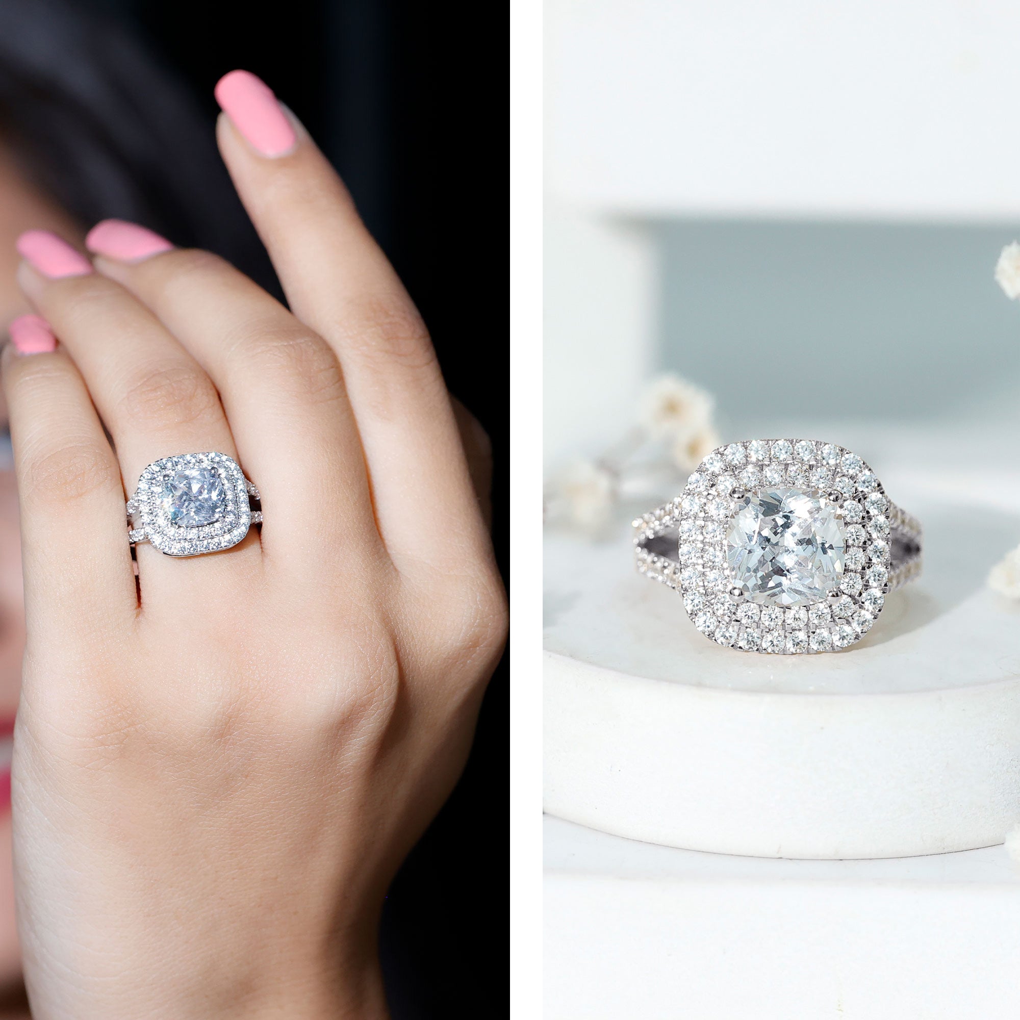 Certified 3 Carat Cubic Zirconia Double Vintage Inspired Engagement Ring