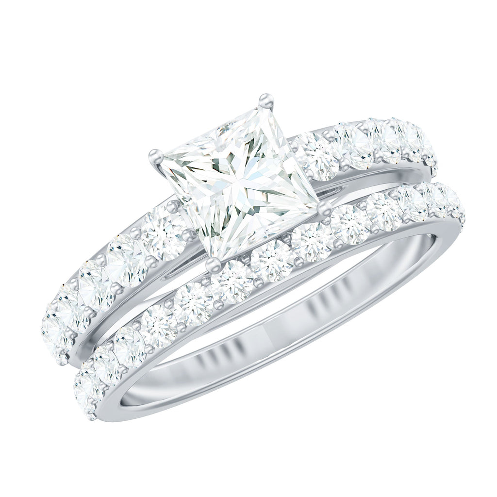 1 Carat Princess Cut Cubic Zirconia Wedding Ring Set for Women