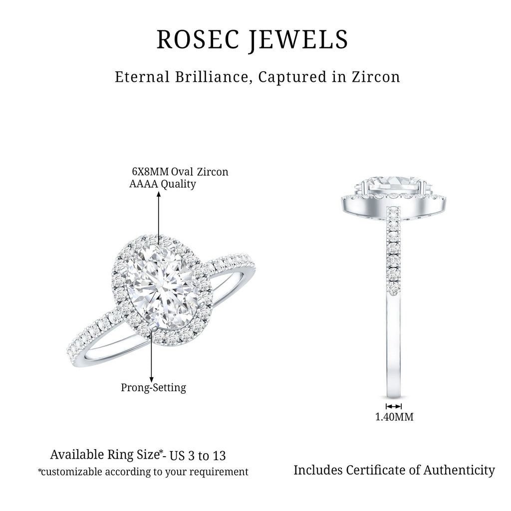 1.2 Carat Cubic Zirconia Oval Halo Engagement Ring for Women