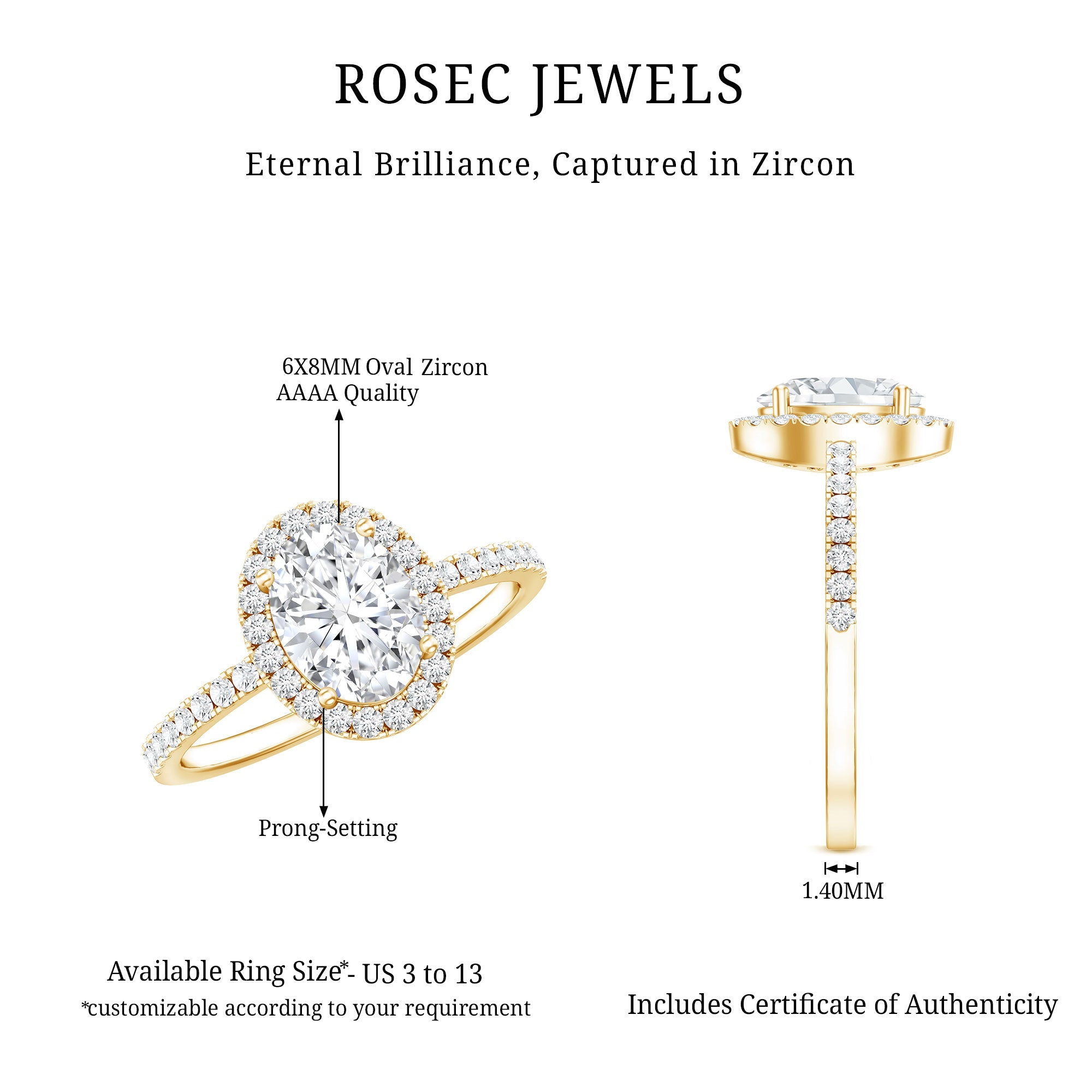 1.2 Carat Cubic Zirconia Oval Halo Engagement Ring for Women