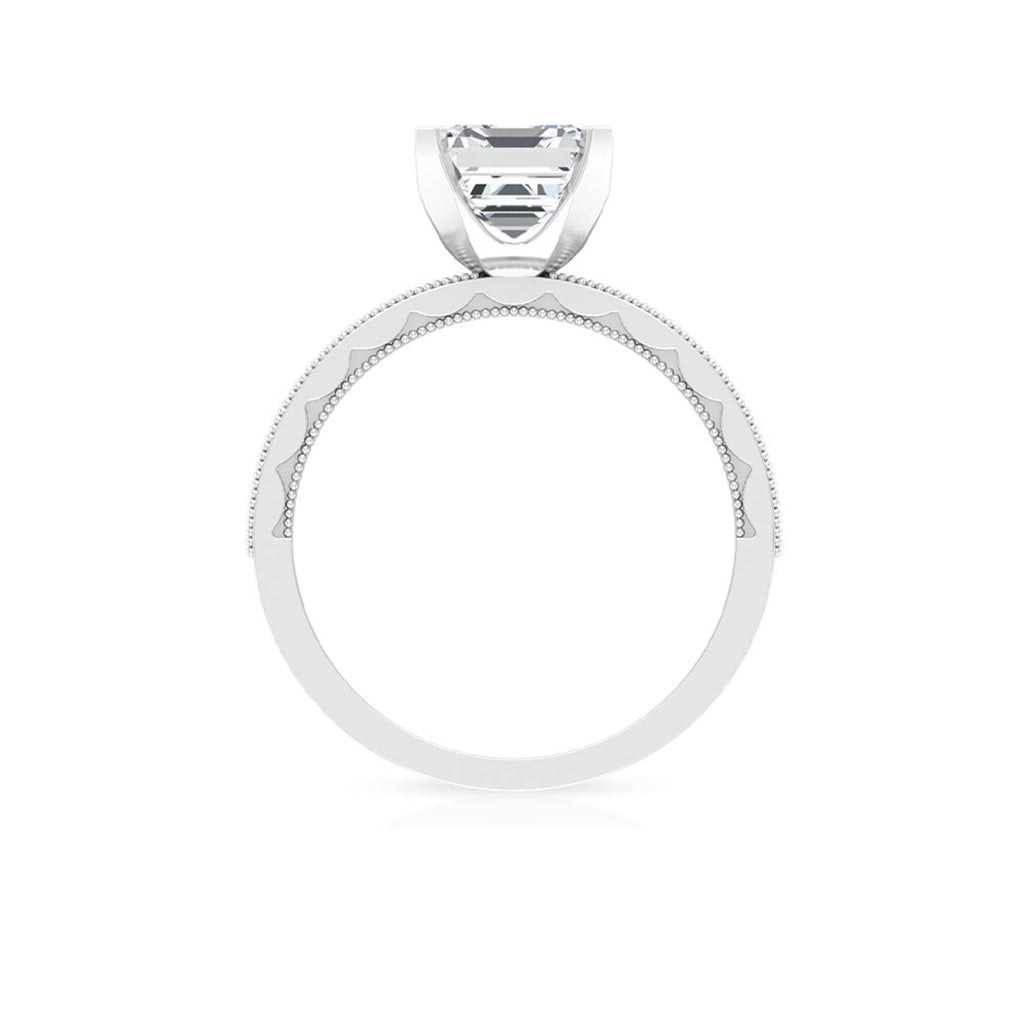 Asscher Cut Zircon Solitaire Engagement Ring