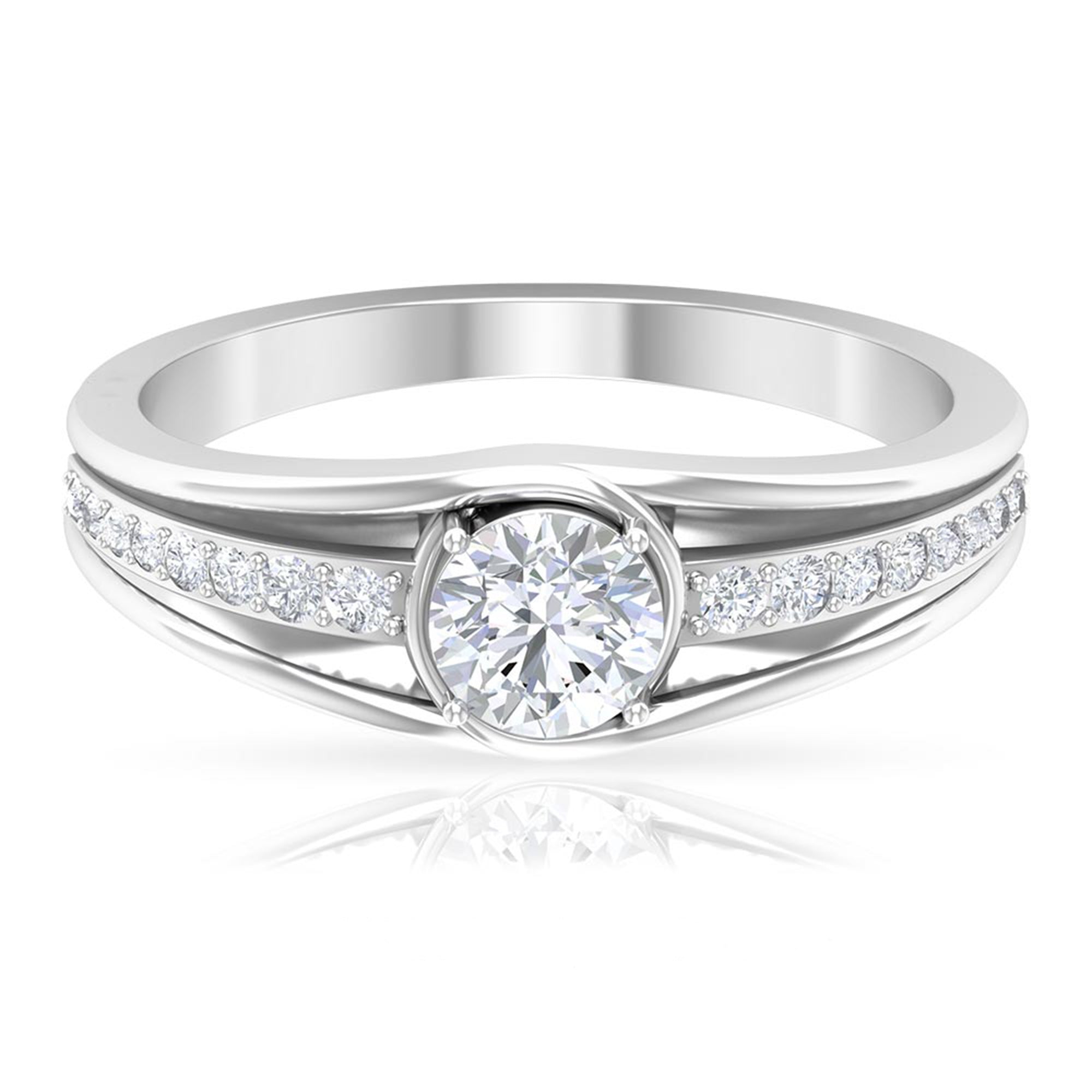 Cubic Zirconia Solitaire Band Ring