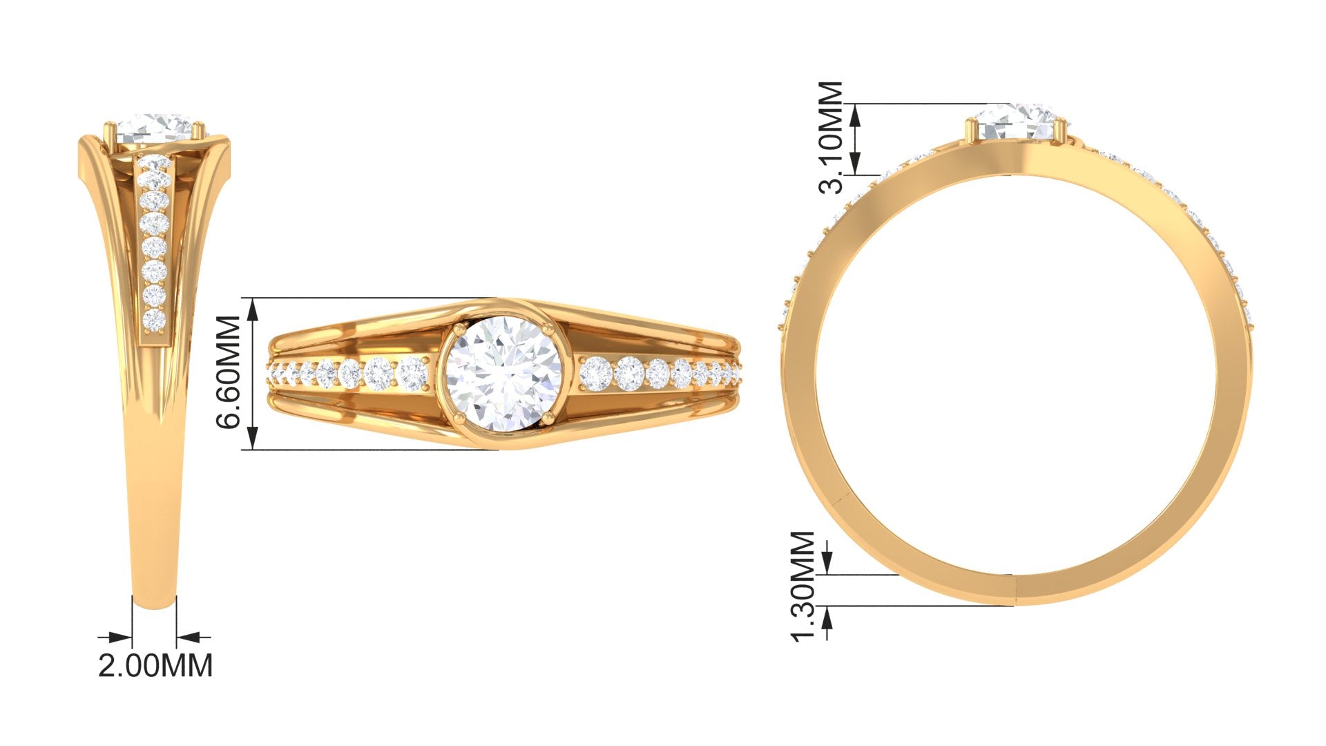 Cubic Zirconia Solitaire Band Ring
