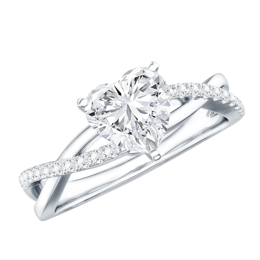 Zircon Crossover Solitaire Engagement Ring