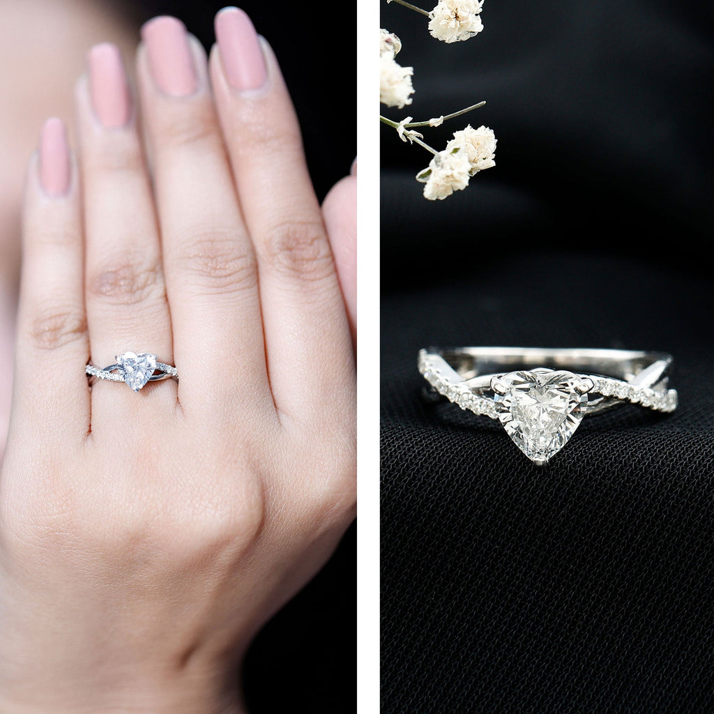 Zircon Crossover Solitaire Engagement Ring