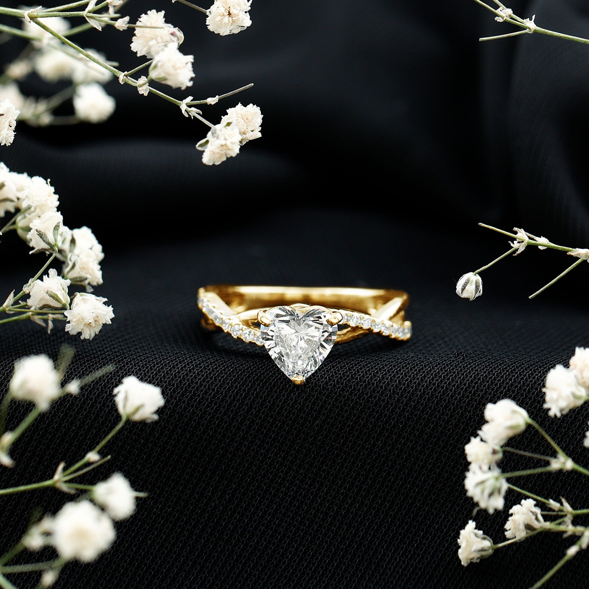 Zircon Crossover Solitaire Engagement Ring