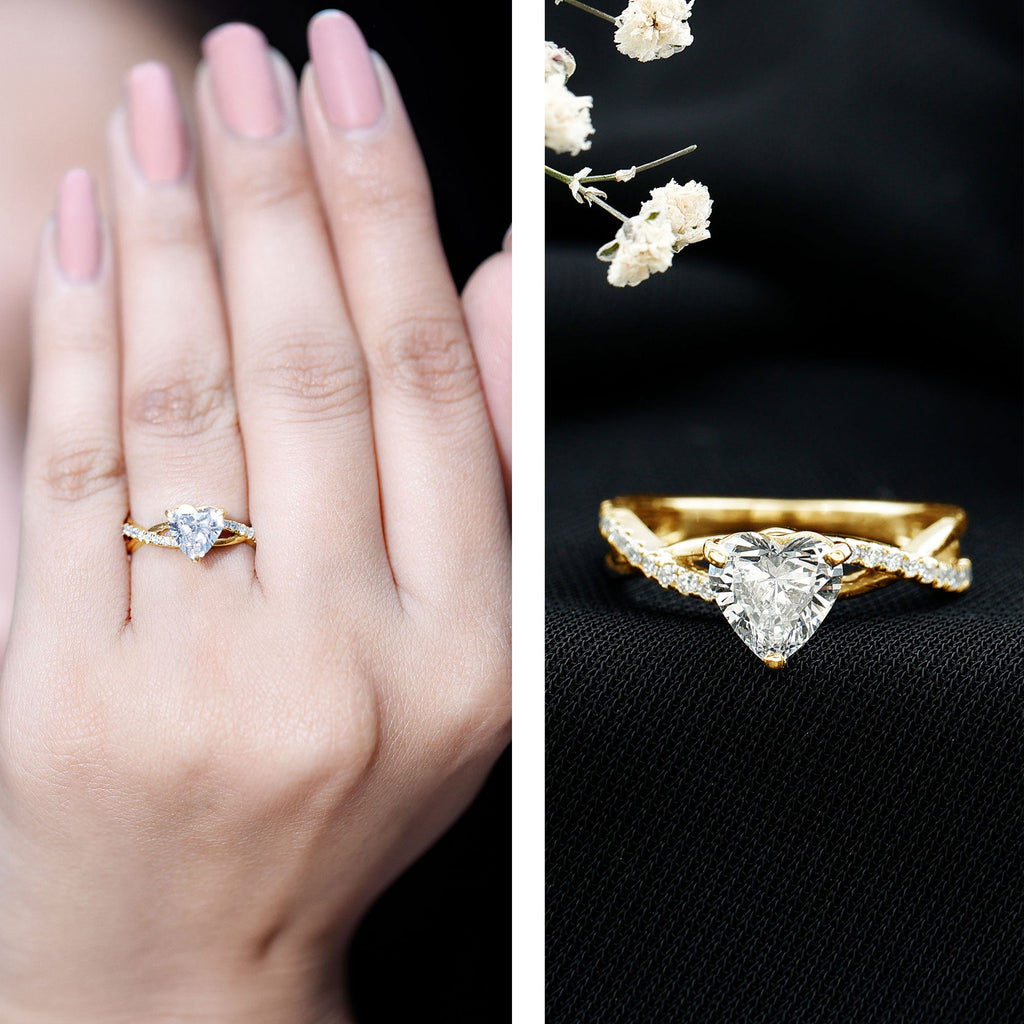 Zircon Crossover Solitaire Engagement Ring