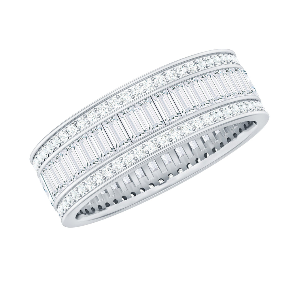 Baguette Cut Cubic Zirconia Wide Wedding Band