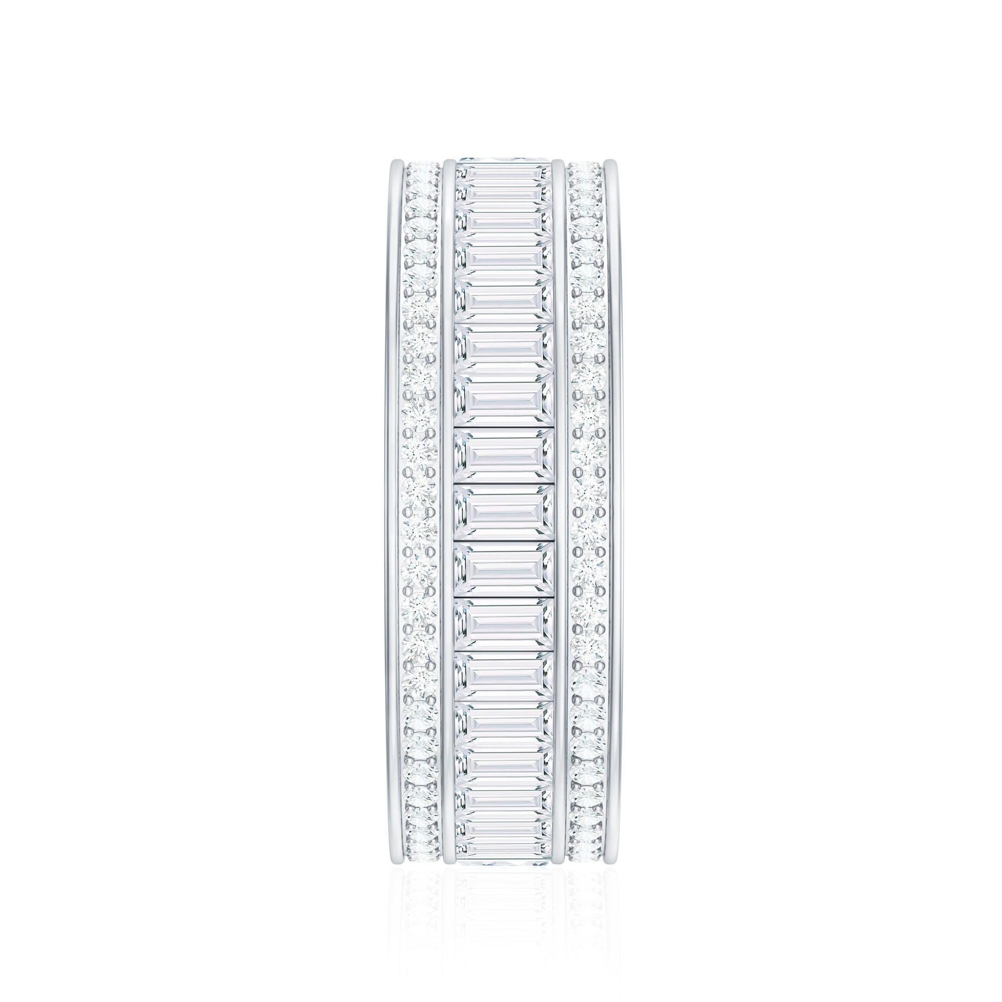 Baguette Cut Cubic Zirconia Wide Wedding Band