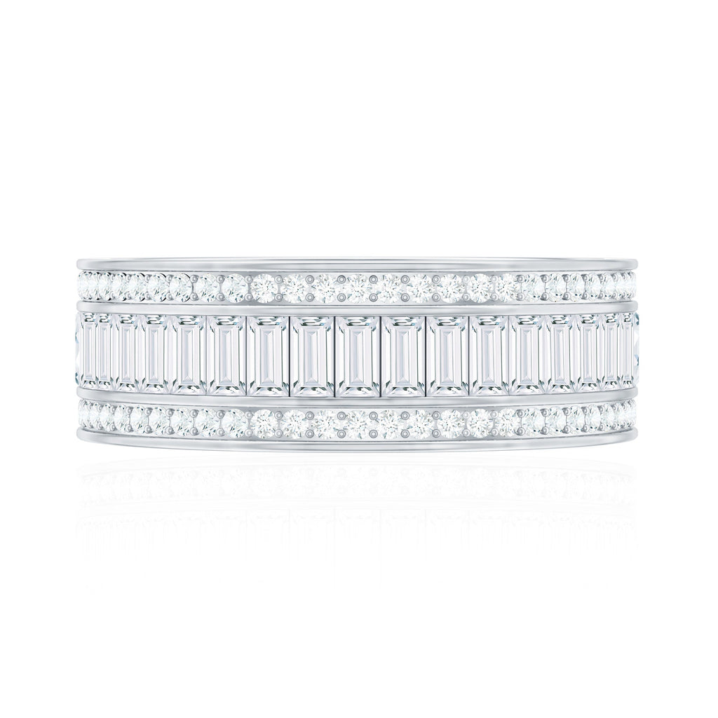 Baguette Cut Cubic Zirconia Wide Wedding Band