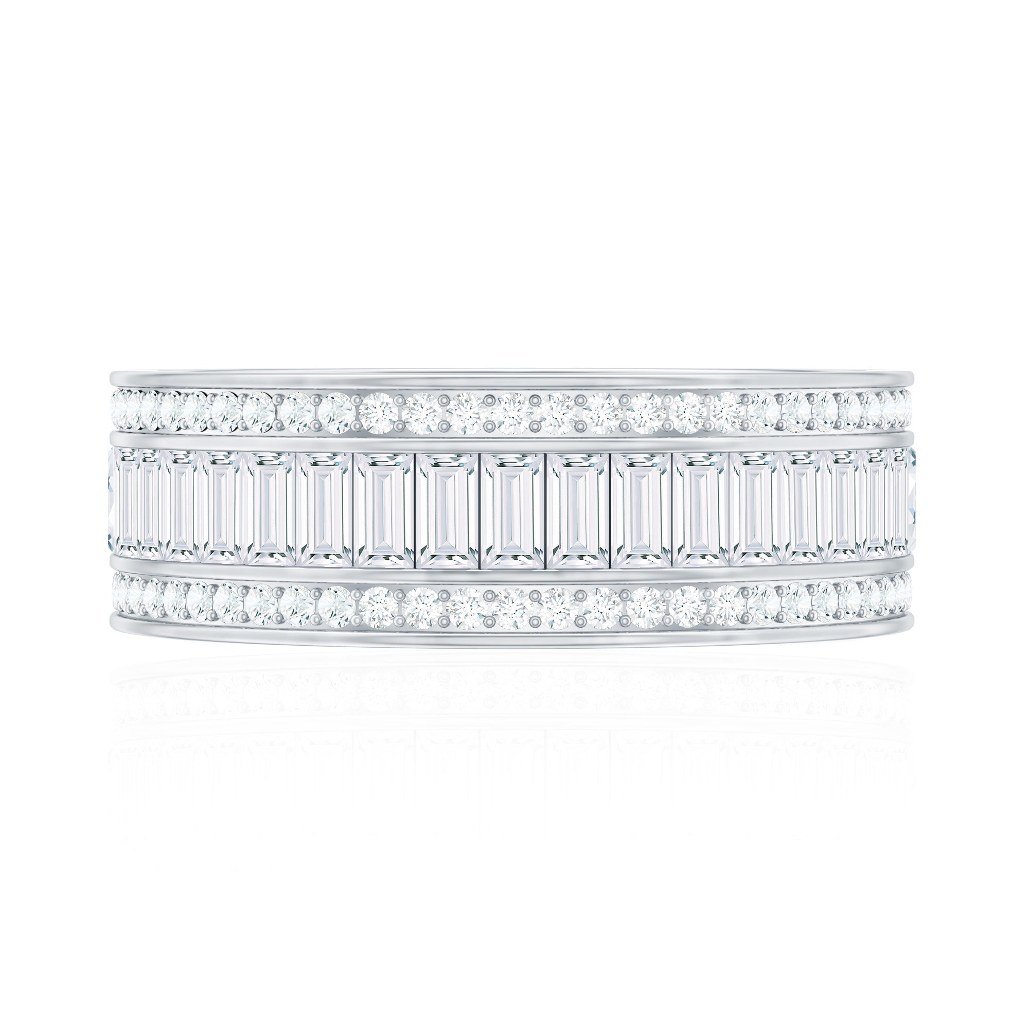 Baguette Cut Cubic Zirconia Wide Wedding Band