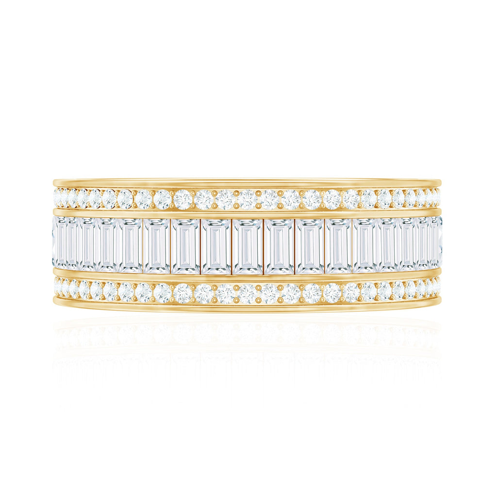 Baguette Cut Cubic Zirconia Wide Wedding Band