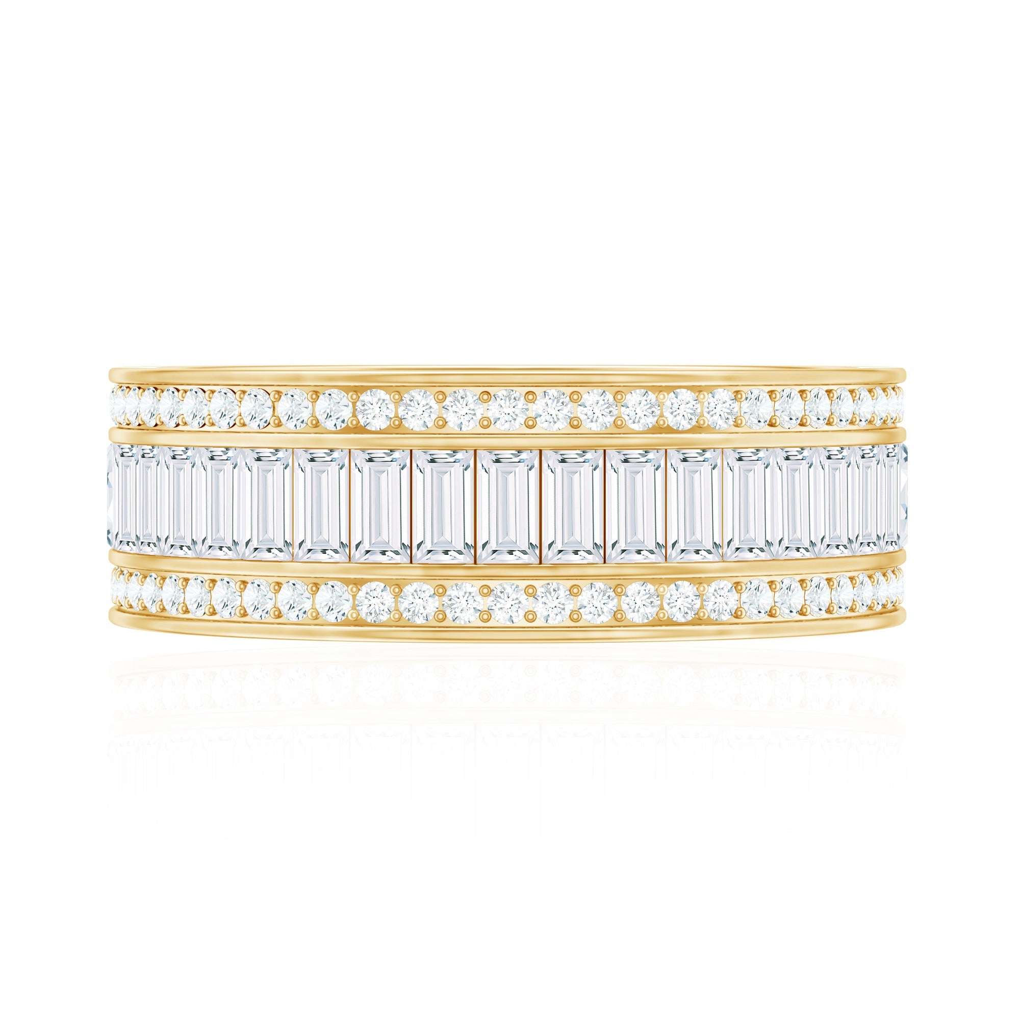 Baguette Cut Cubic Zirconia Wide Wedding Band