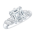 3.5 CT Asscher Zircon Designer Solitaire Engagement Ring in Petal Prong Setting