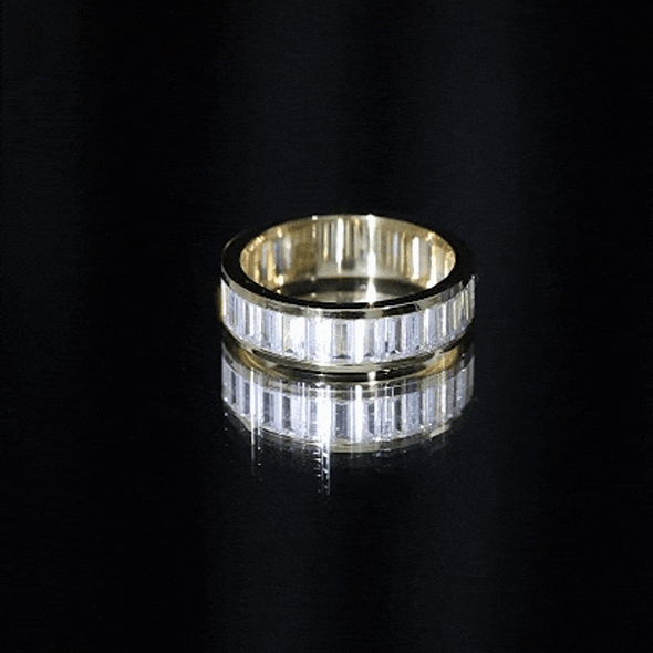 Channel Set Cubic Zirconia Baguette Wedding Band with Certificate