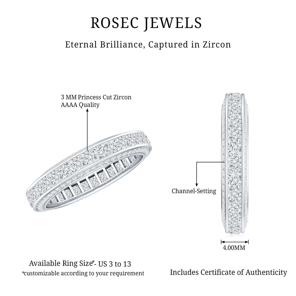 Princess Cut Zircon Full Eternity Band Ring