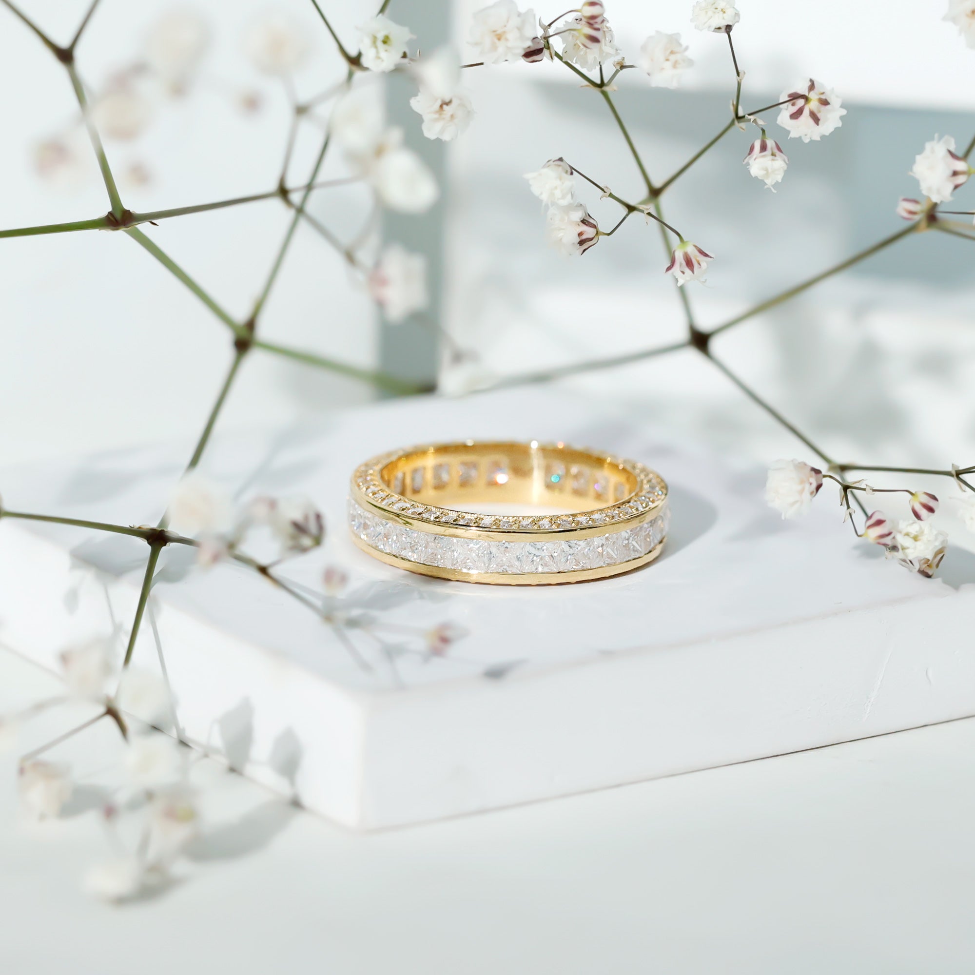 Princess Cut Zircon Full Eternity Band Ring