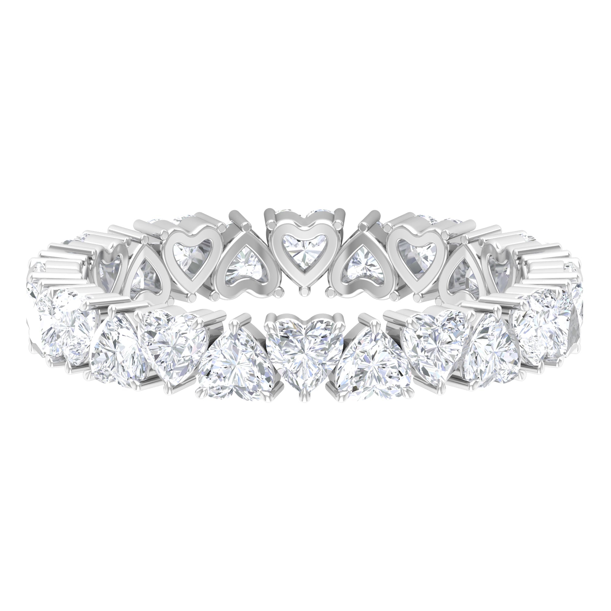 Claw Set Cubic Zirconia Heart Eternity Wedding Band Ring