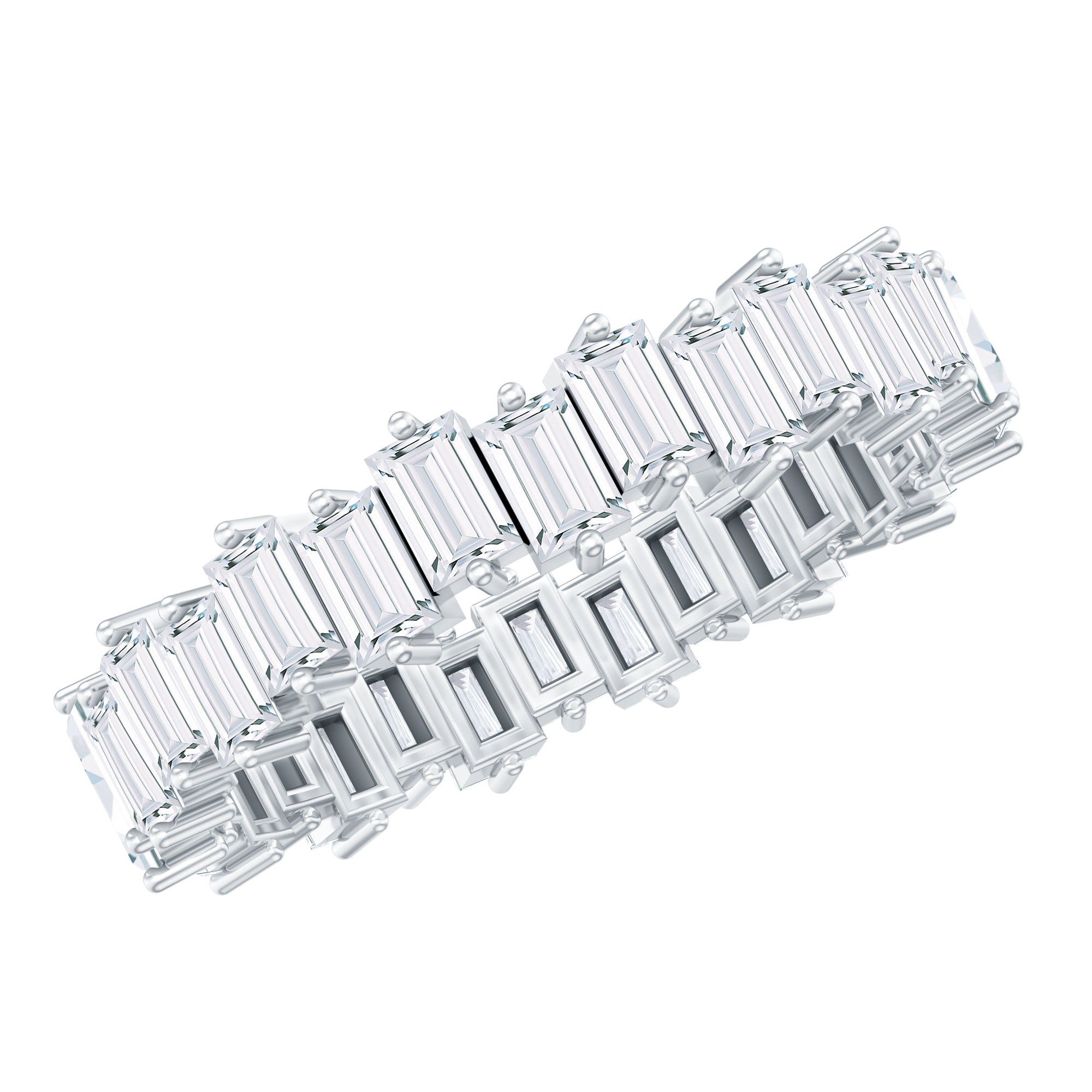 Baguette Cut Cubic Zirconia Uneven Eternity Band Ring
