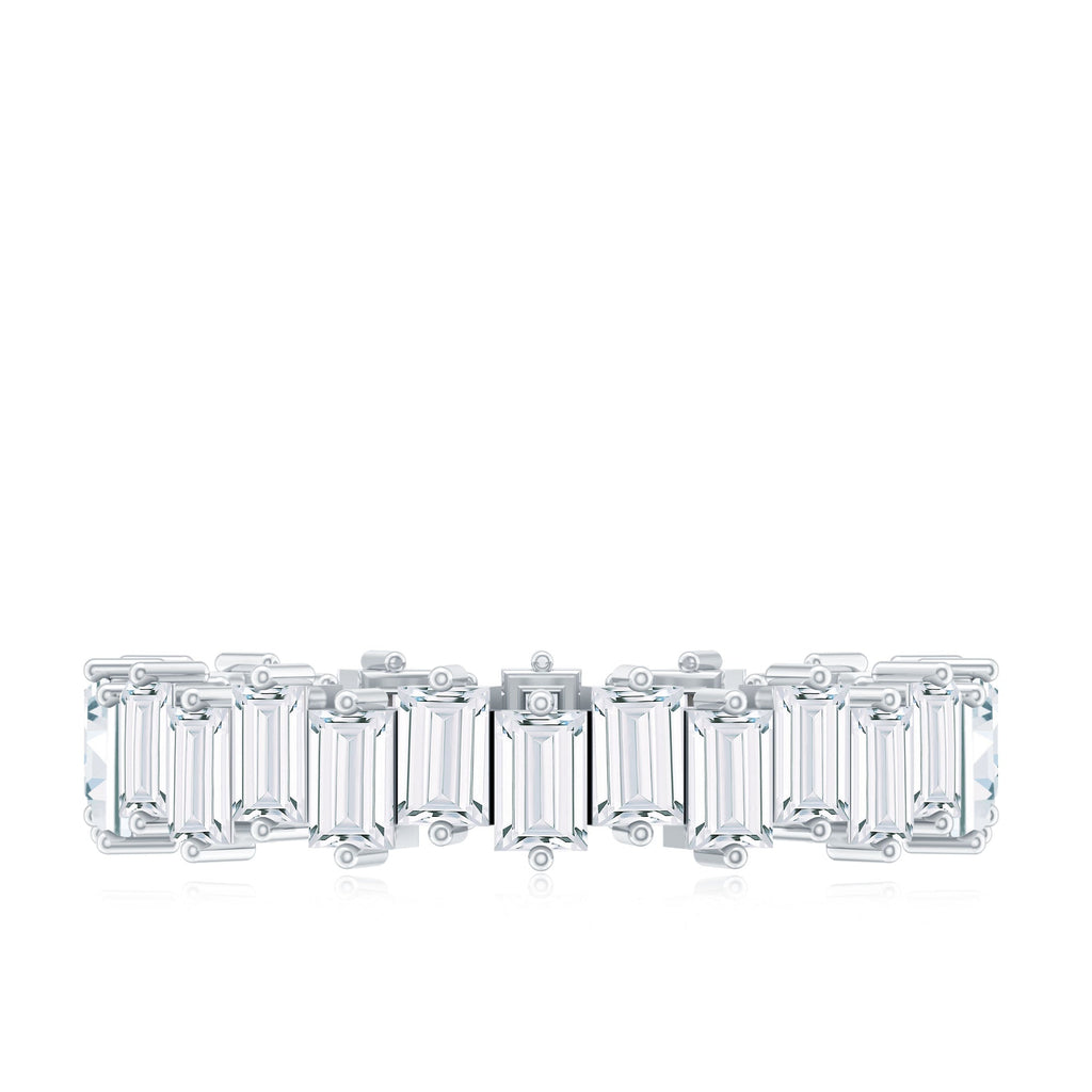 Baguette Cut Cubic Zirconia Uneven Eternity Band Ring