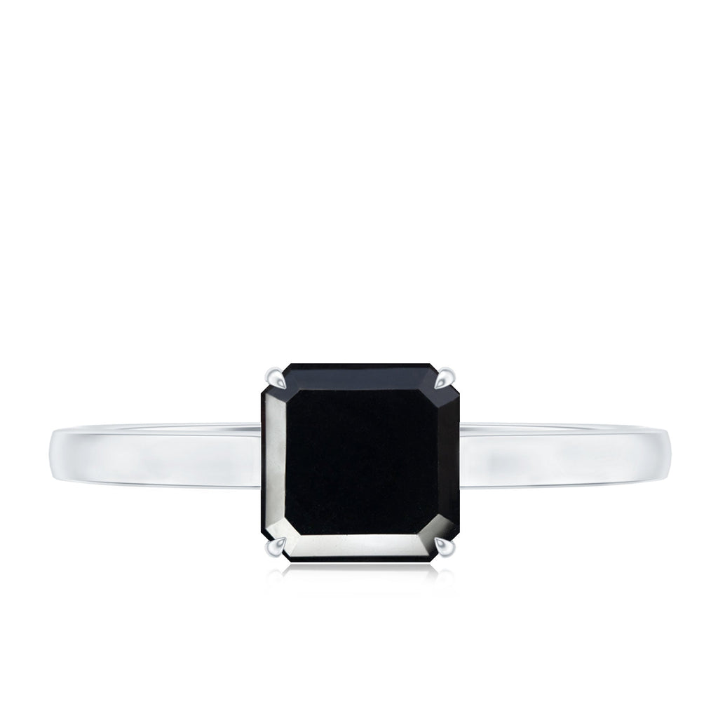 Princess Cut Black Onyx Solitaire Engagement Ring for Her