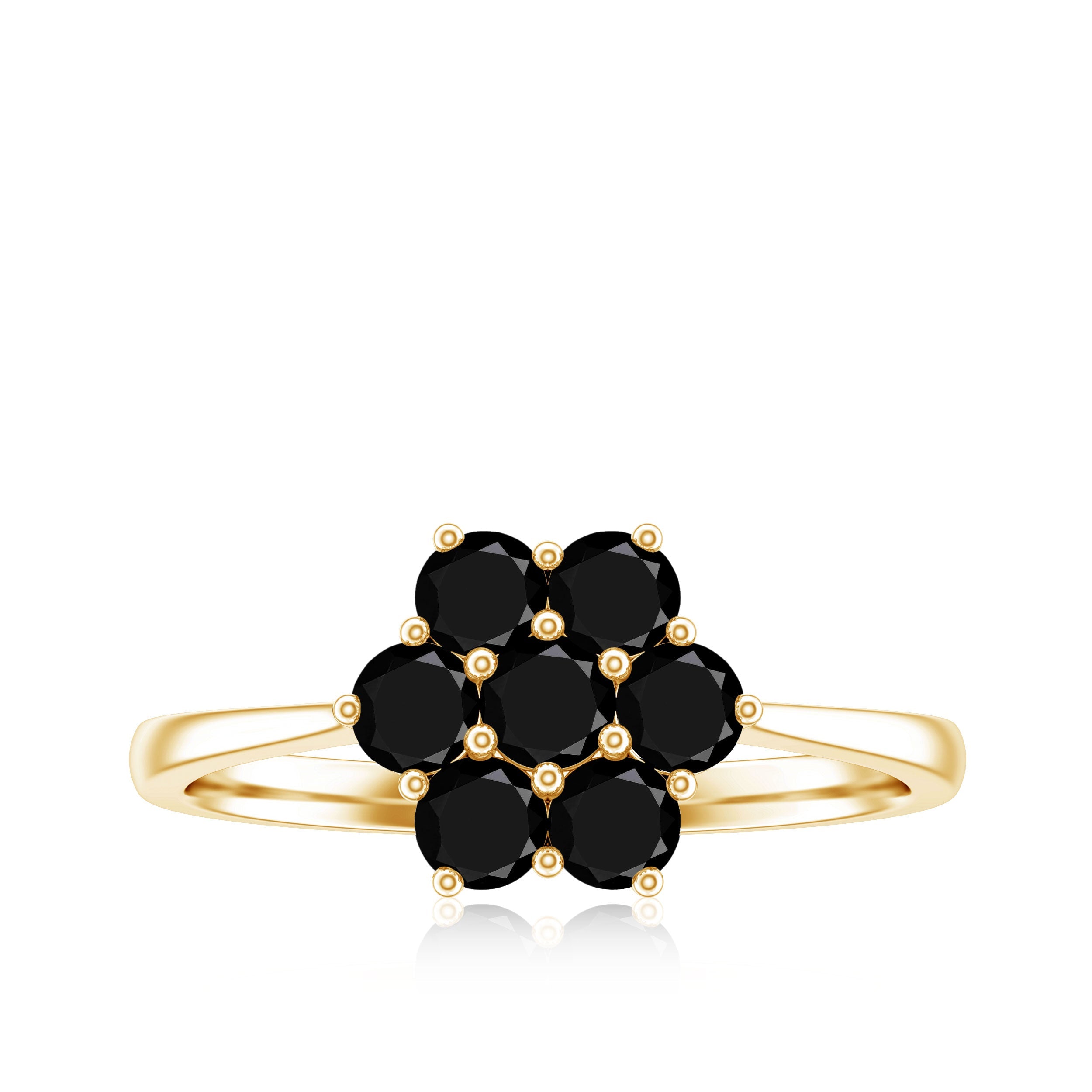 Genuine Black Onyx Flower Engagement Ring With Certificate