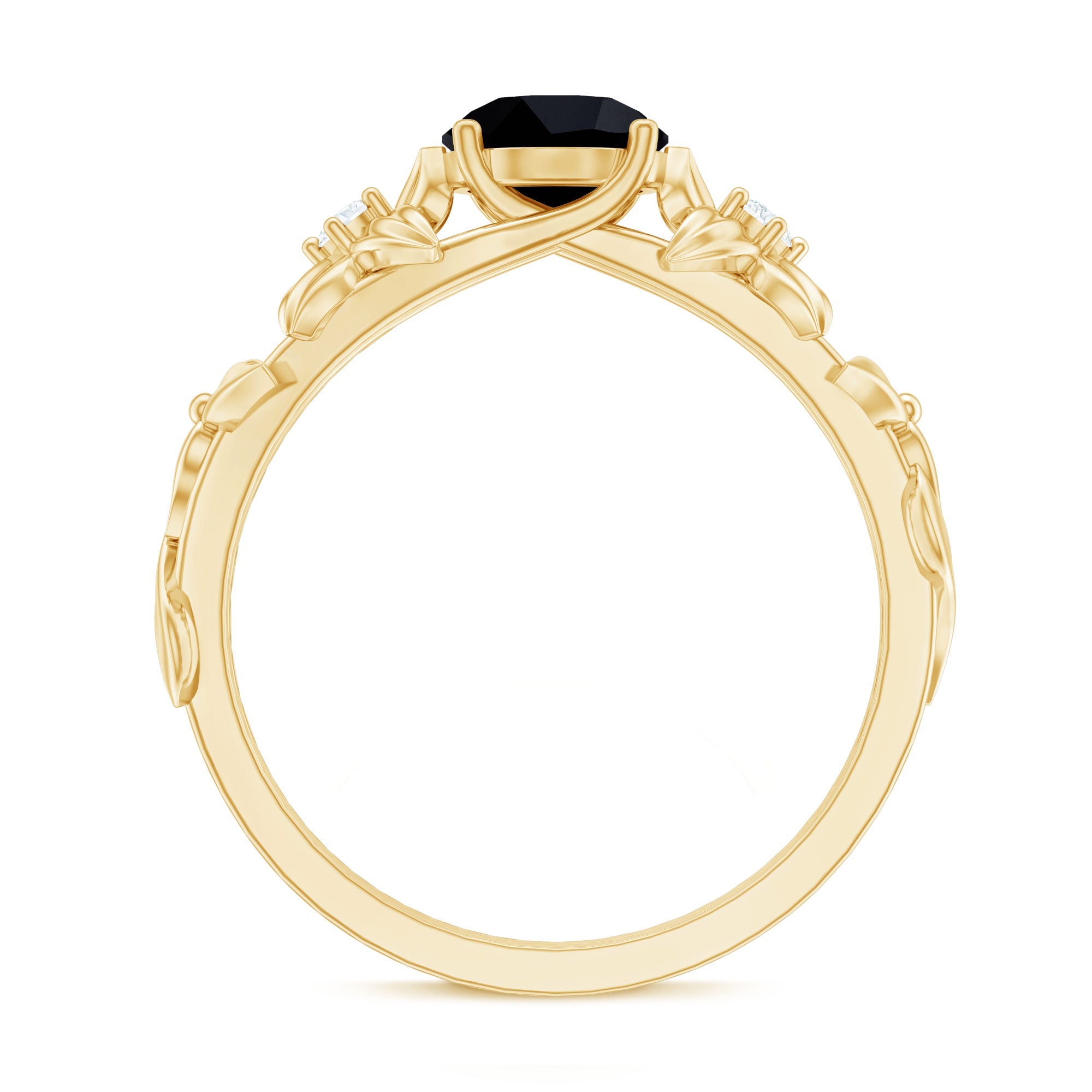 Nature Inspired Black Onyx and Diamond Engagement Ring