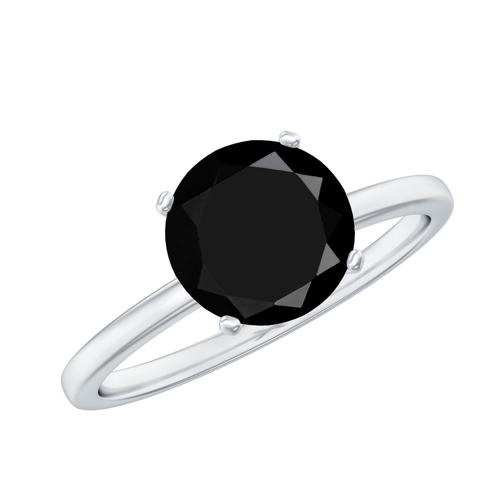Certified Real 2.5 Carat Black Spinel Solitaire Engagement Ring