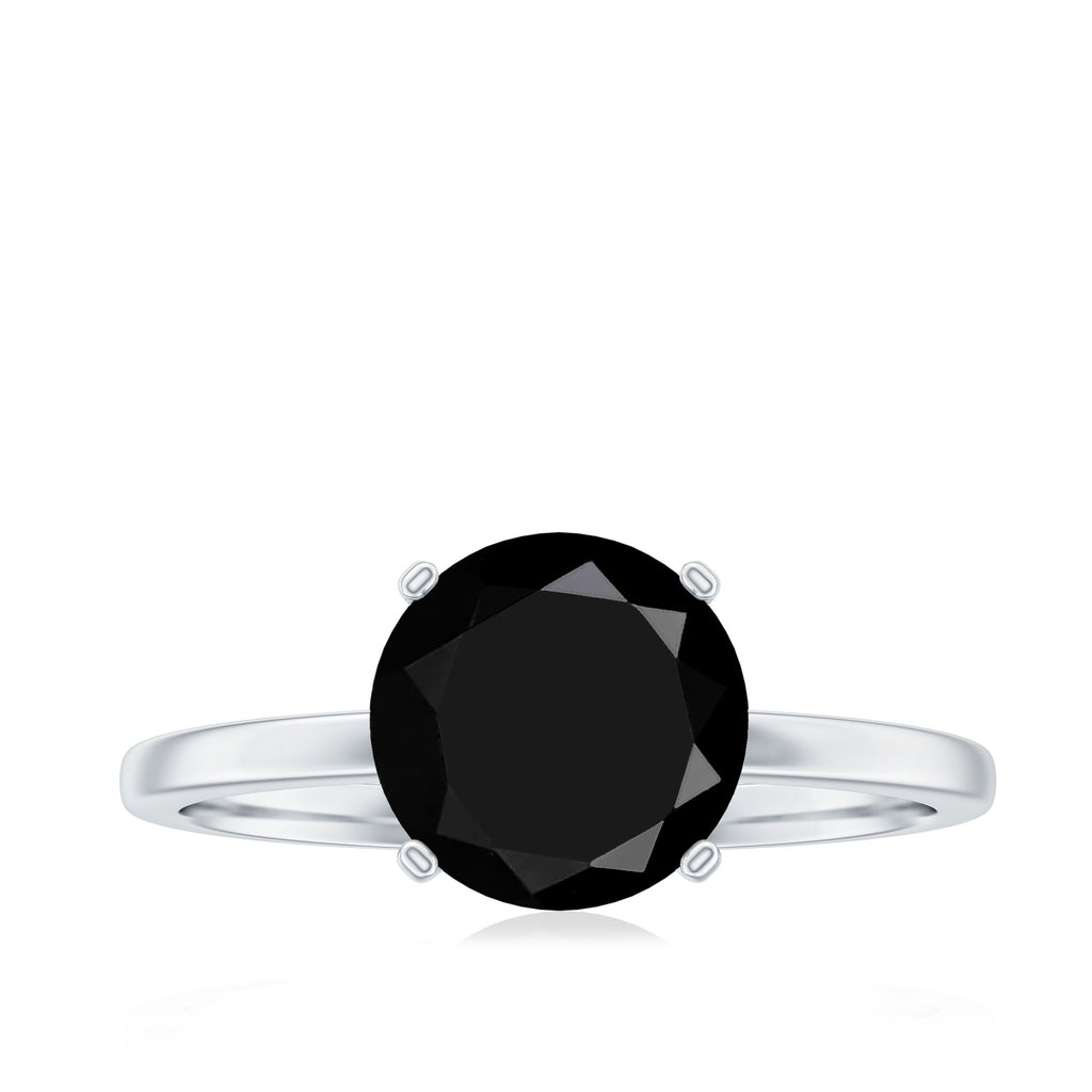 Certified Real 2.5 Carat Black Spinel Solitaire Engagement Ring