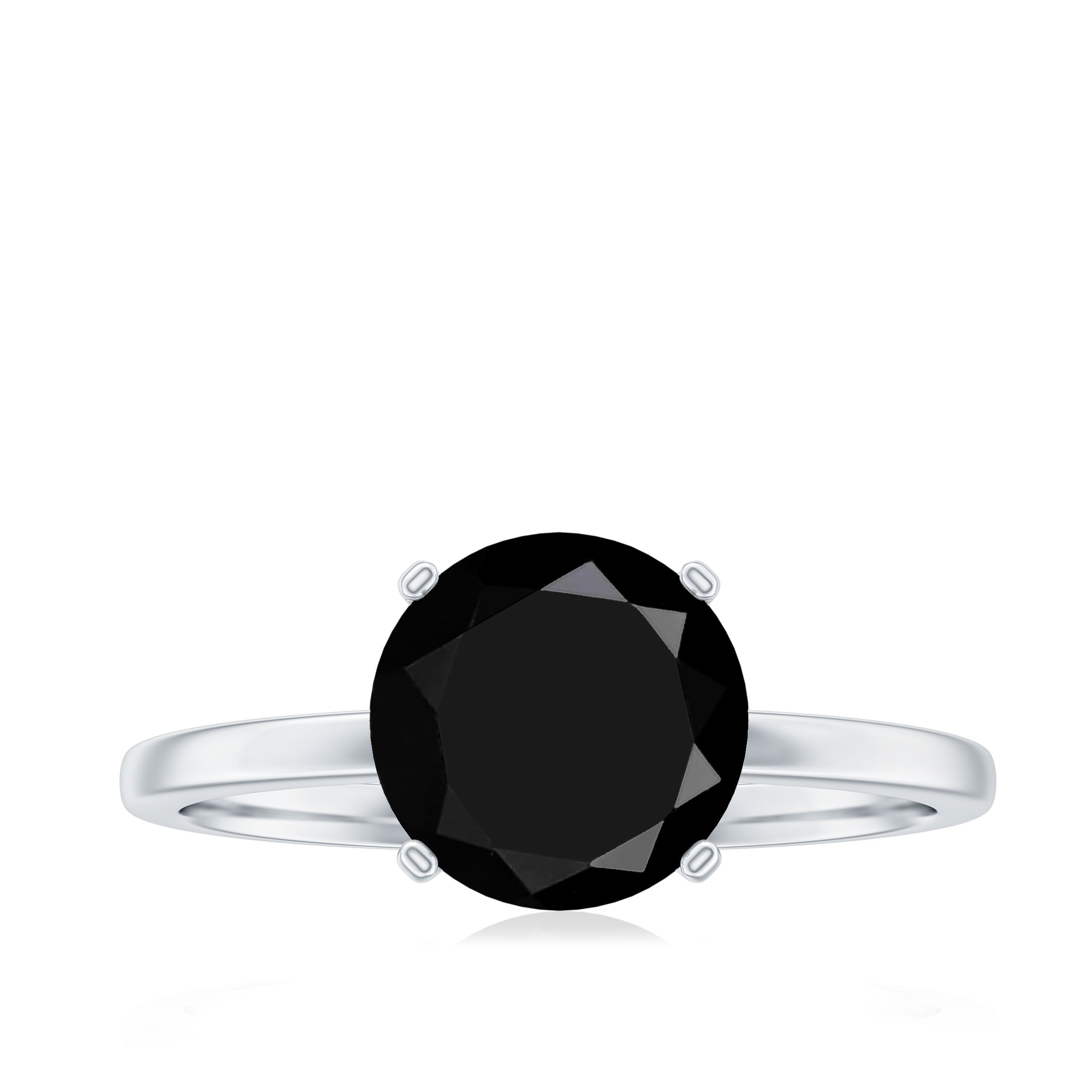 Certified Real 2.5 Carat Black Spinel Solitaire Engagement Ring
