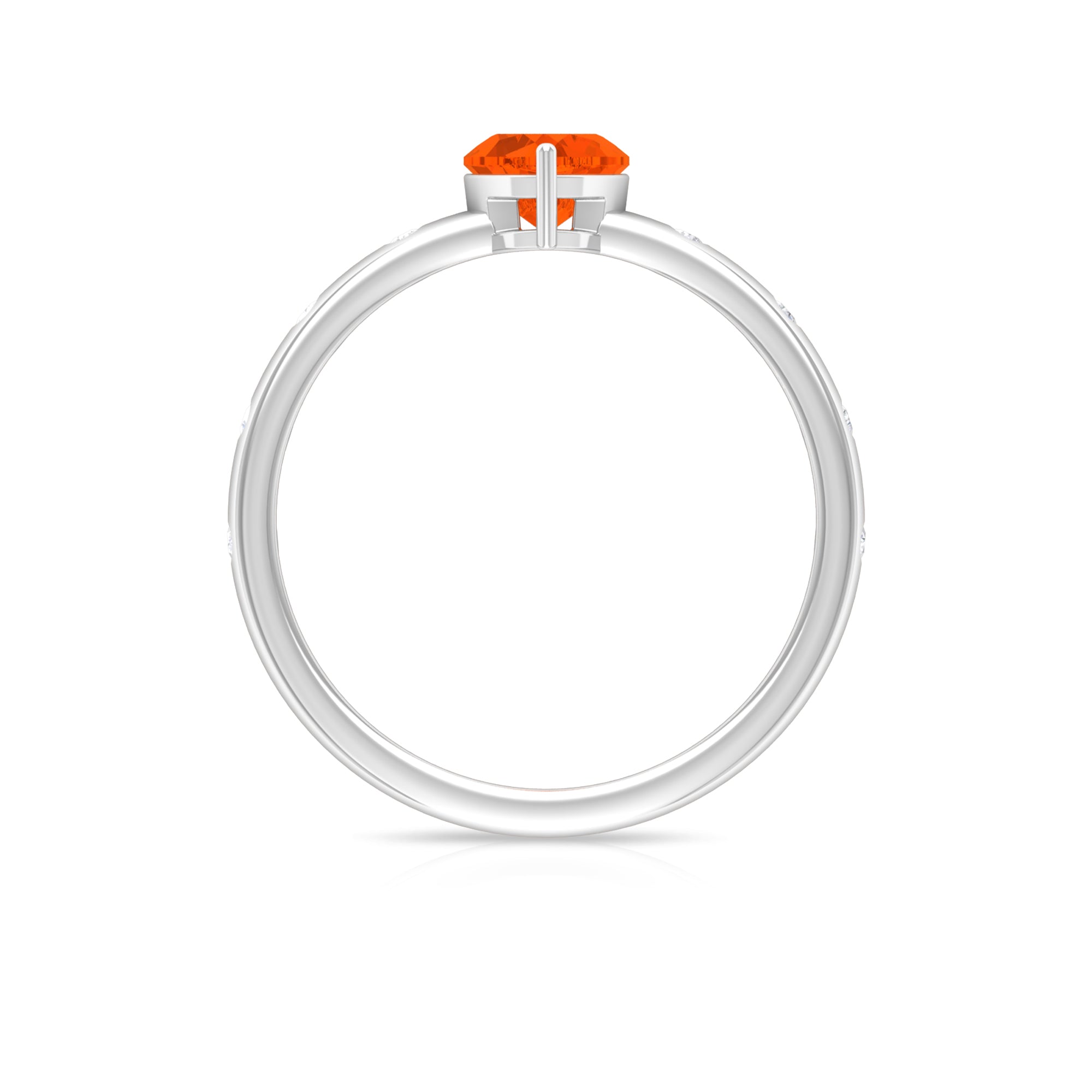 1/2 Carat Fire Opal Heart Engagement Ring with Diamond