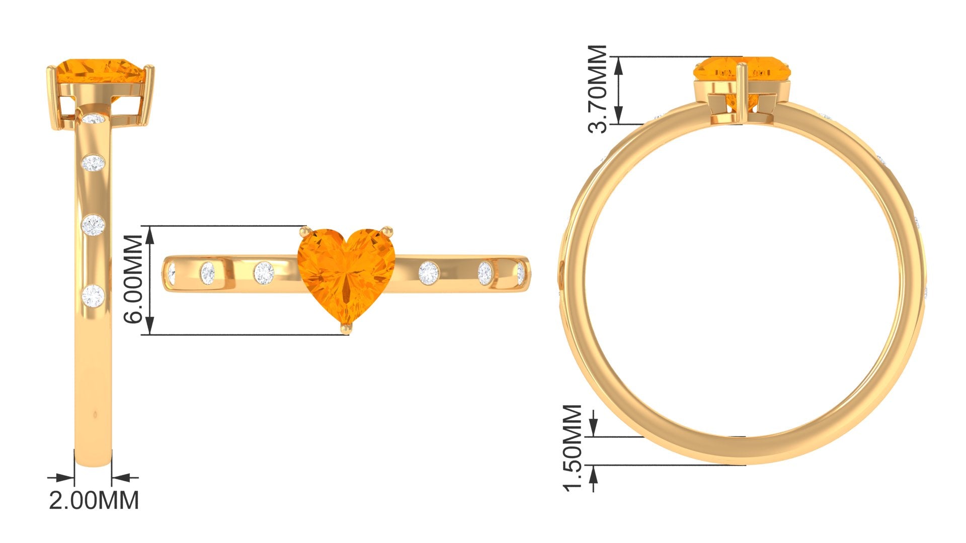 1/2 Carat Fire Opal Heart Engagement Ring with Diamond