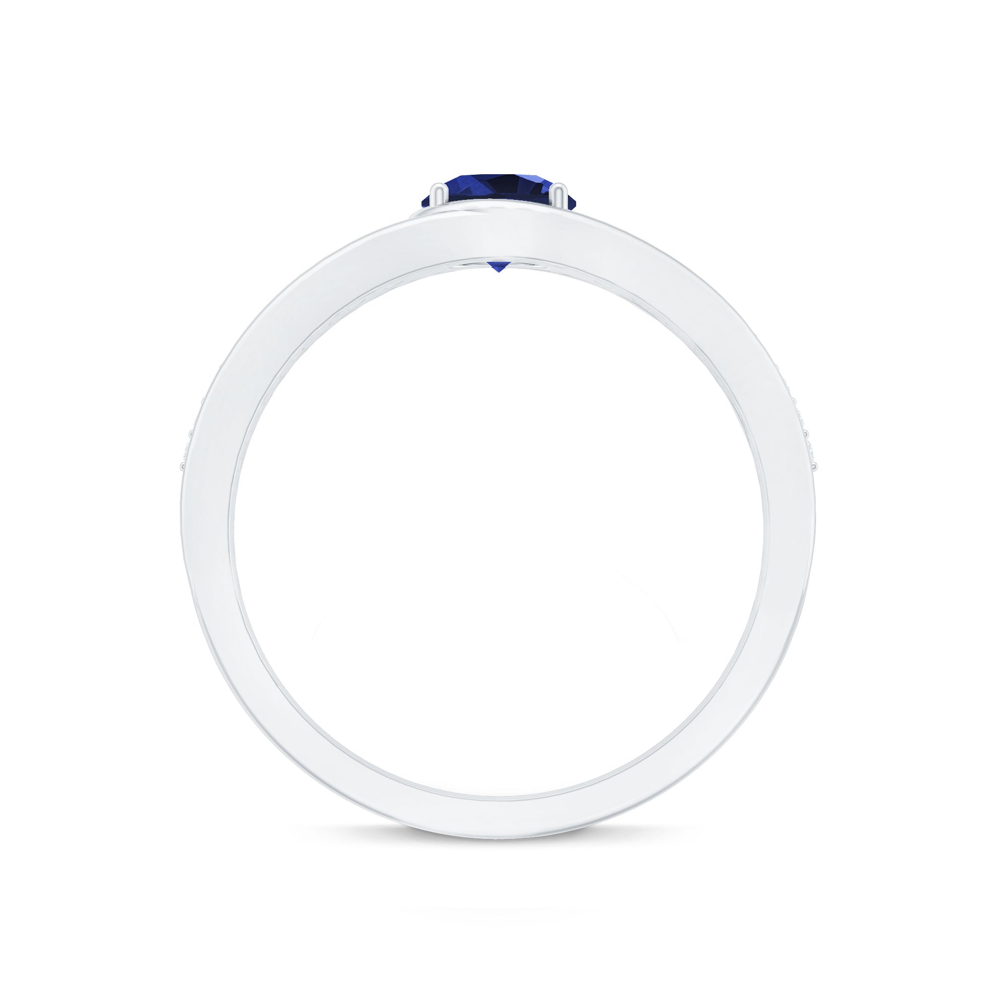 1 CT Created Blue Sapphire and Diamond Classic Engagement Ring