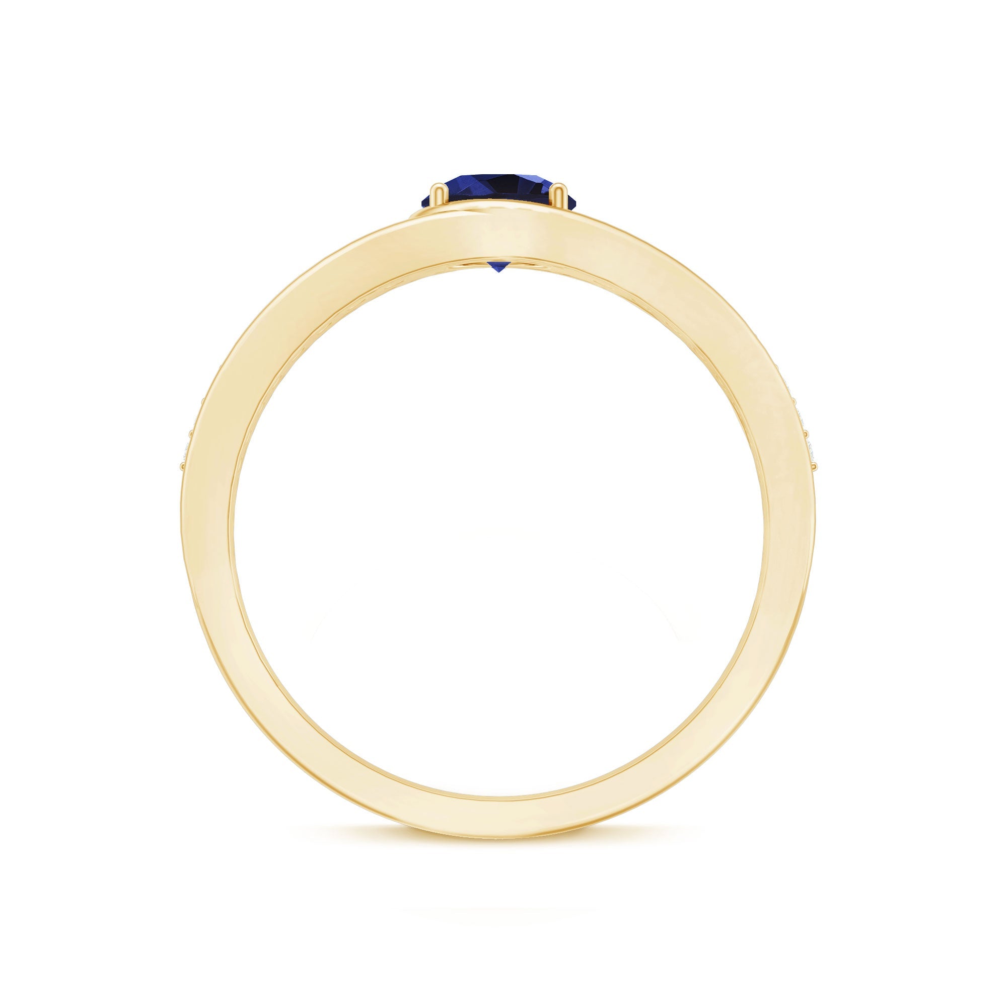 1 CT Created Blue Sapphire and Diamond Classic Engagement Ring