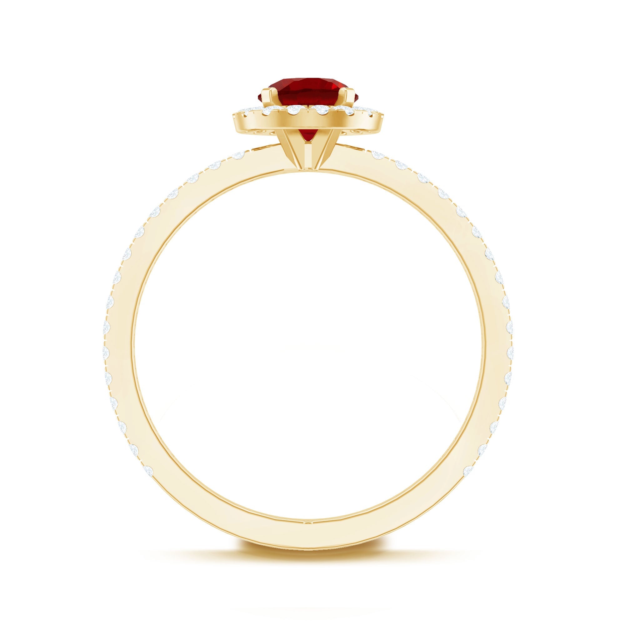 0.6 Carat Lab Created Ruby and Diamond Halo Engagement Ring