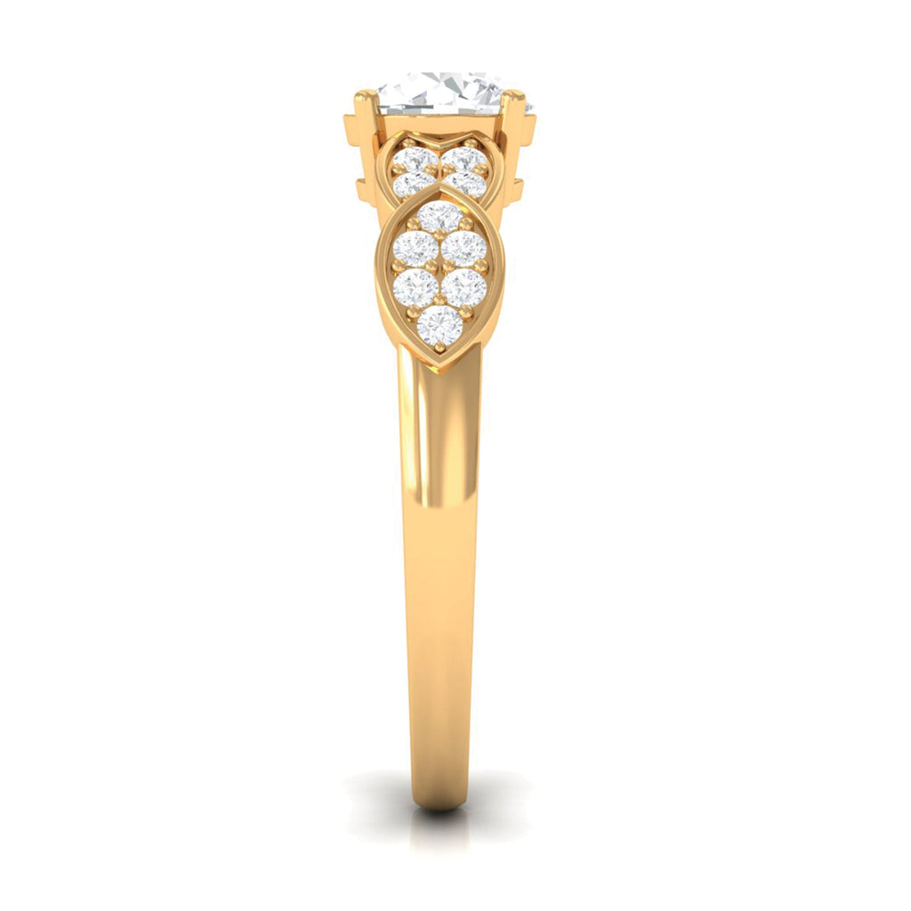 Classic Round Zirconia Engagement Ring with Side Stones
